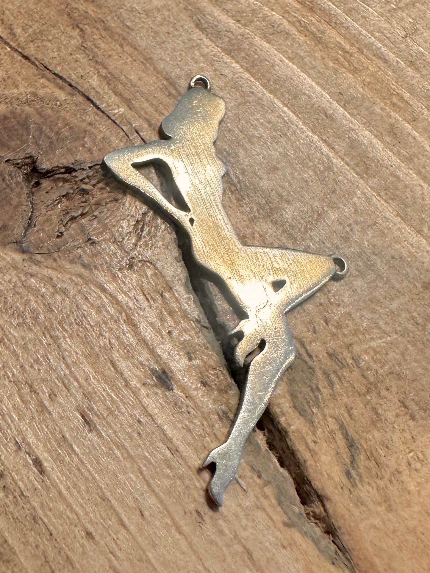 Vintage Laying Back Women 925 Silver Pendant