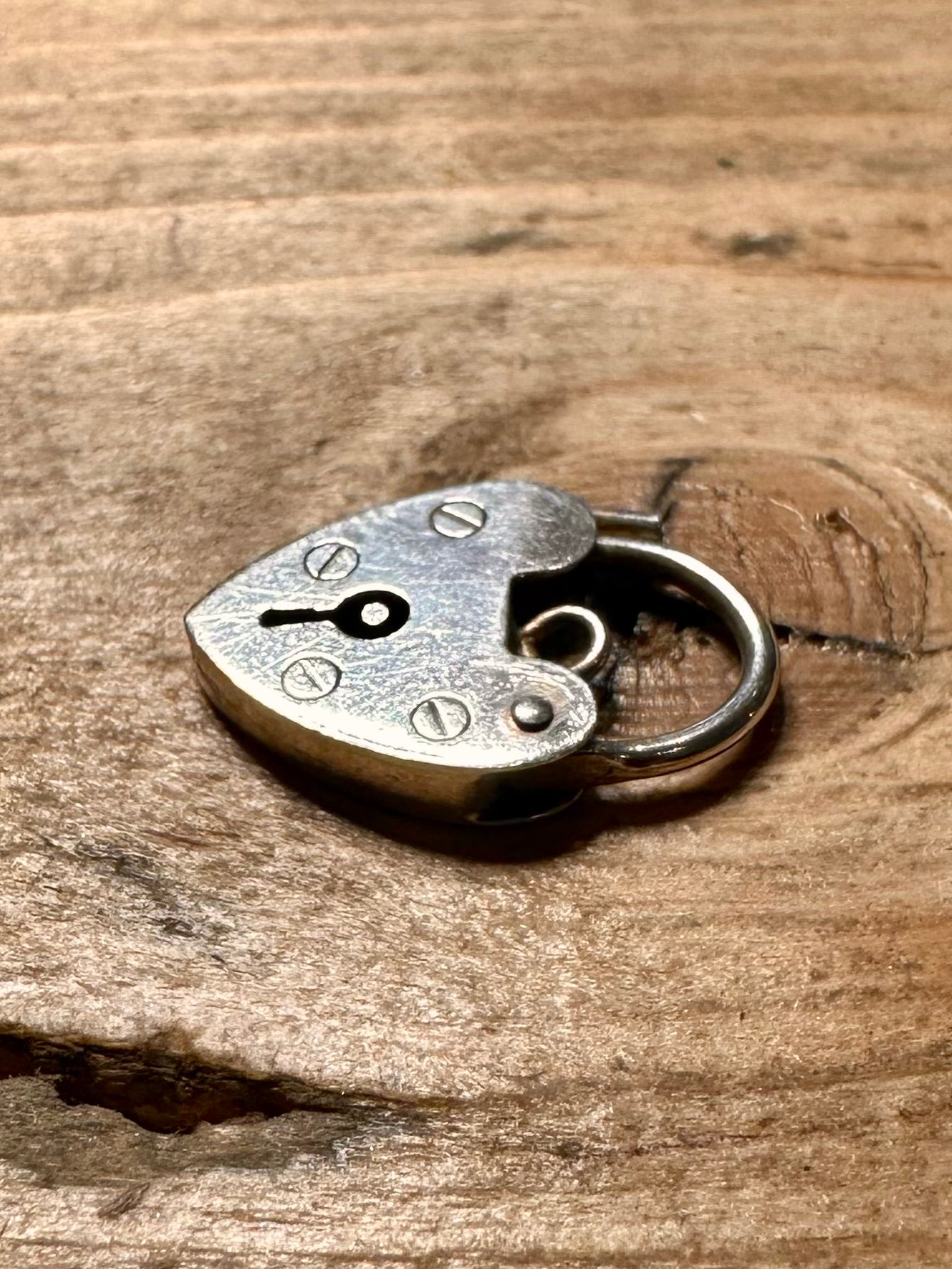 Vintage Heart Padlock 925 Silver Pendant