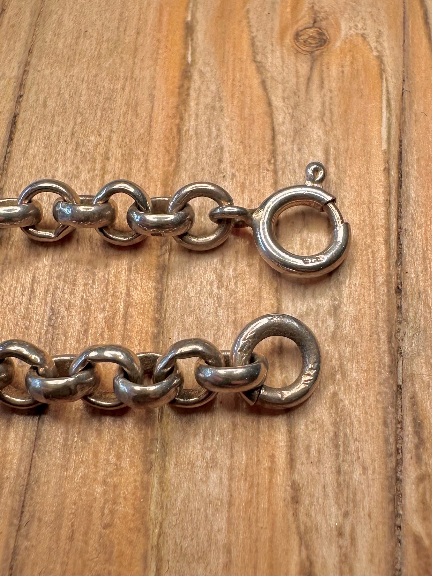Vintage Heavy Belcher Chain 925 Sterling Silver 23.5 inch Necklace