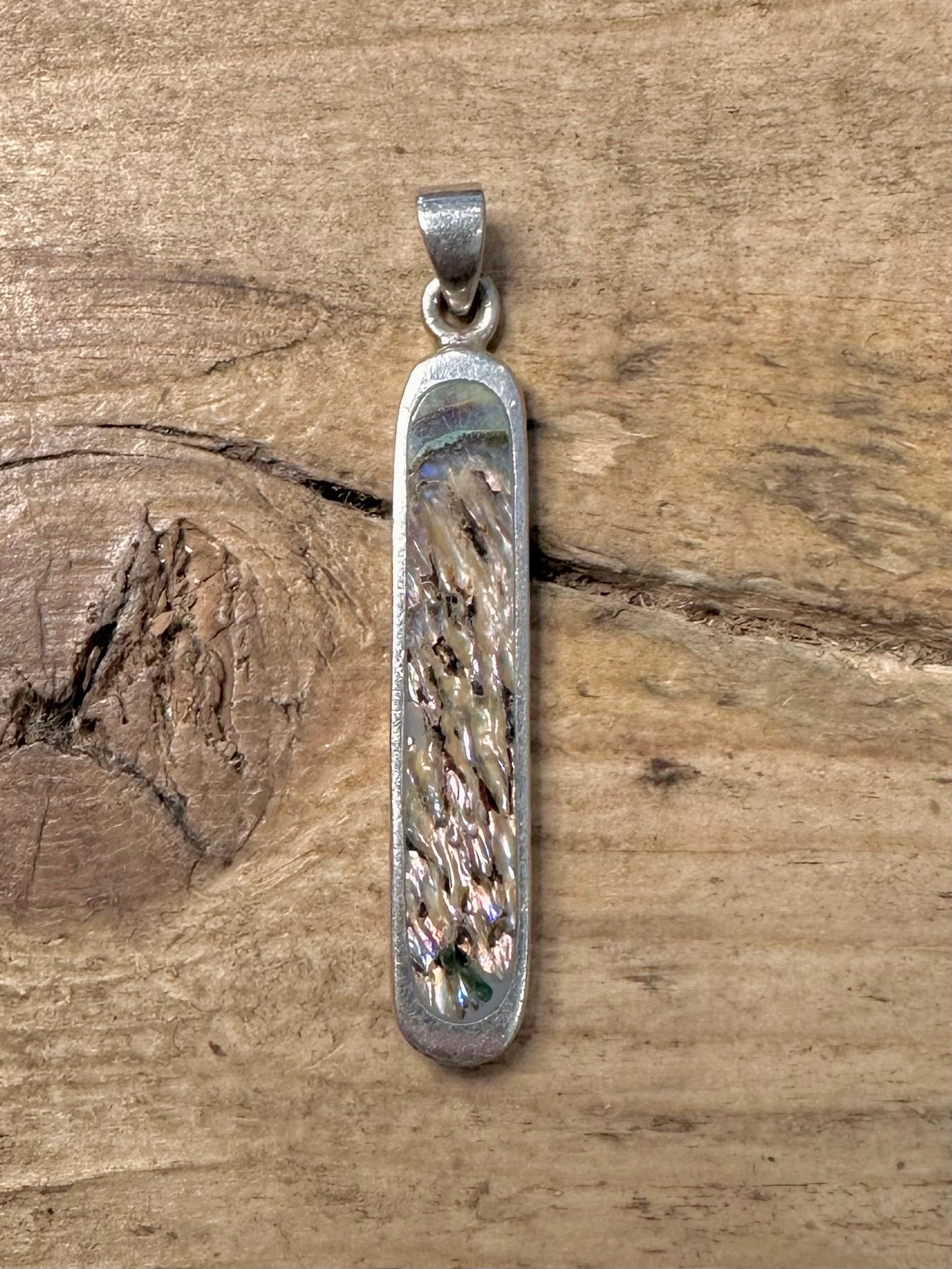 Abstract Abalone Rectangle 925 Silver Pendant