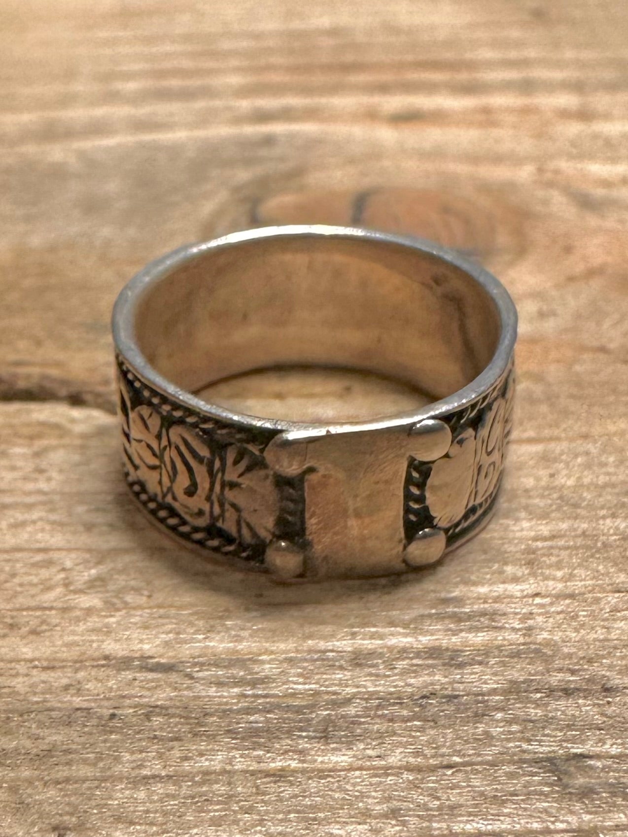 Vintage Om Mani Band 925 Silver Size M1/2 Ring