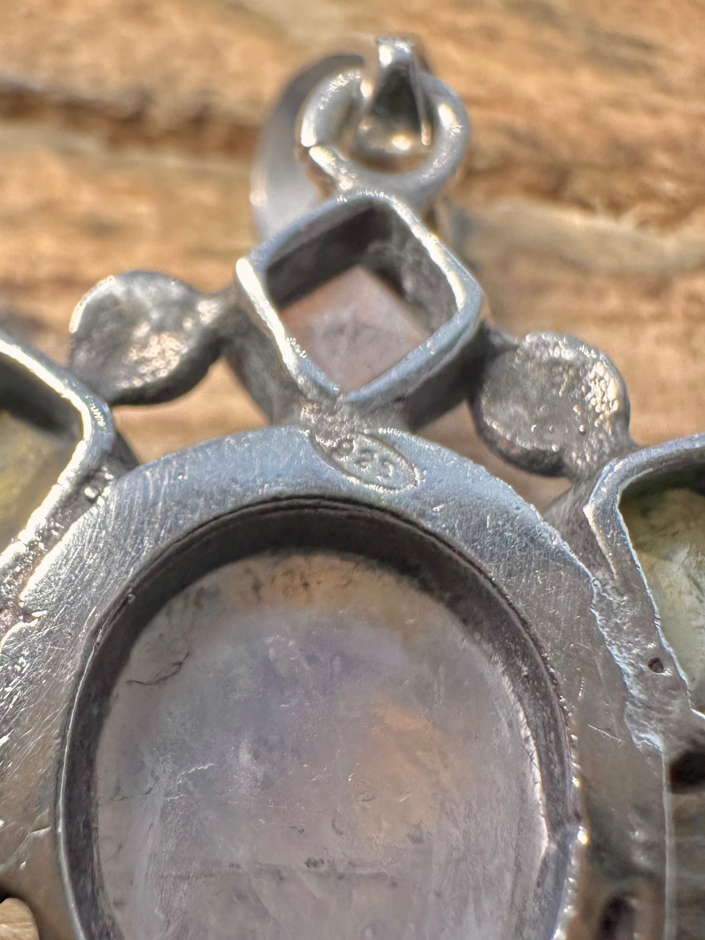 Vintage Moonstone Peridot Amethyst 925 Silver Pendant