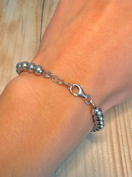 Bead Ball Chain 925 Sterling Silver 7.25 inch Bracelet