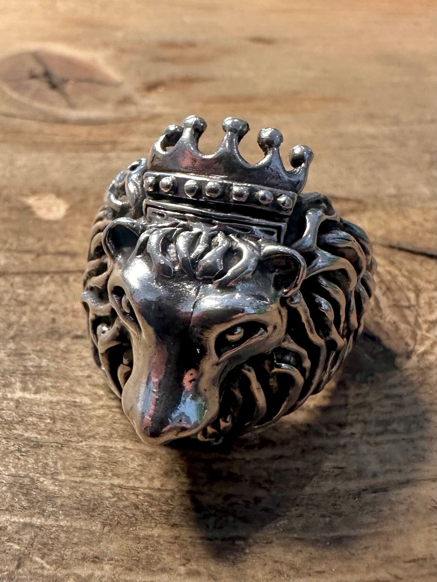 Vintage Large Lion King Head 925 Silver Size W Ring