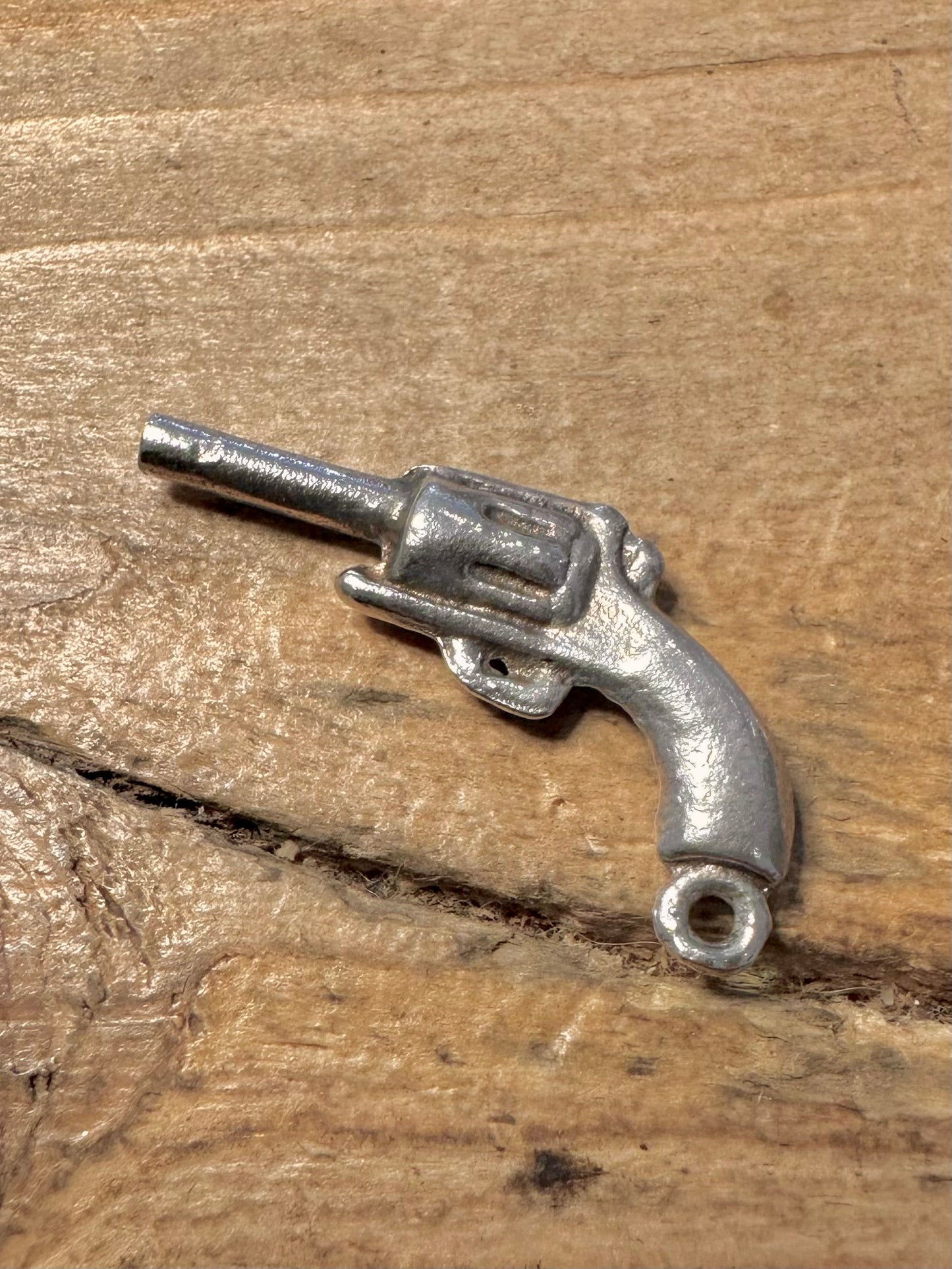 Vintage Revolver 925 Silver Charm Pendant