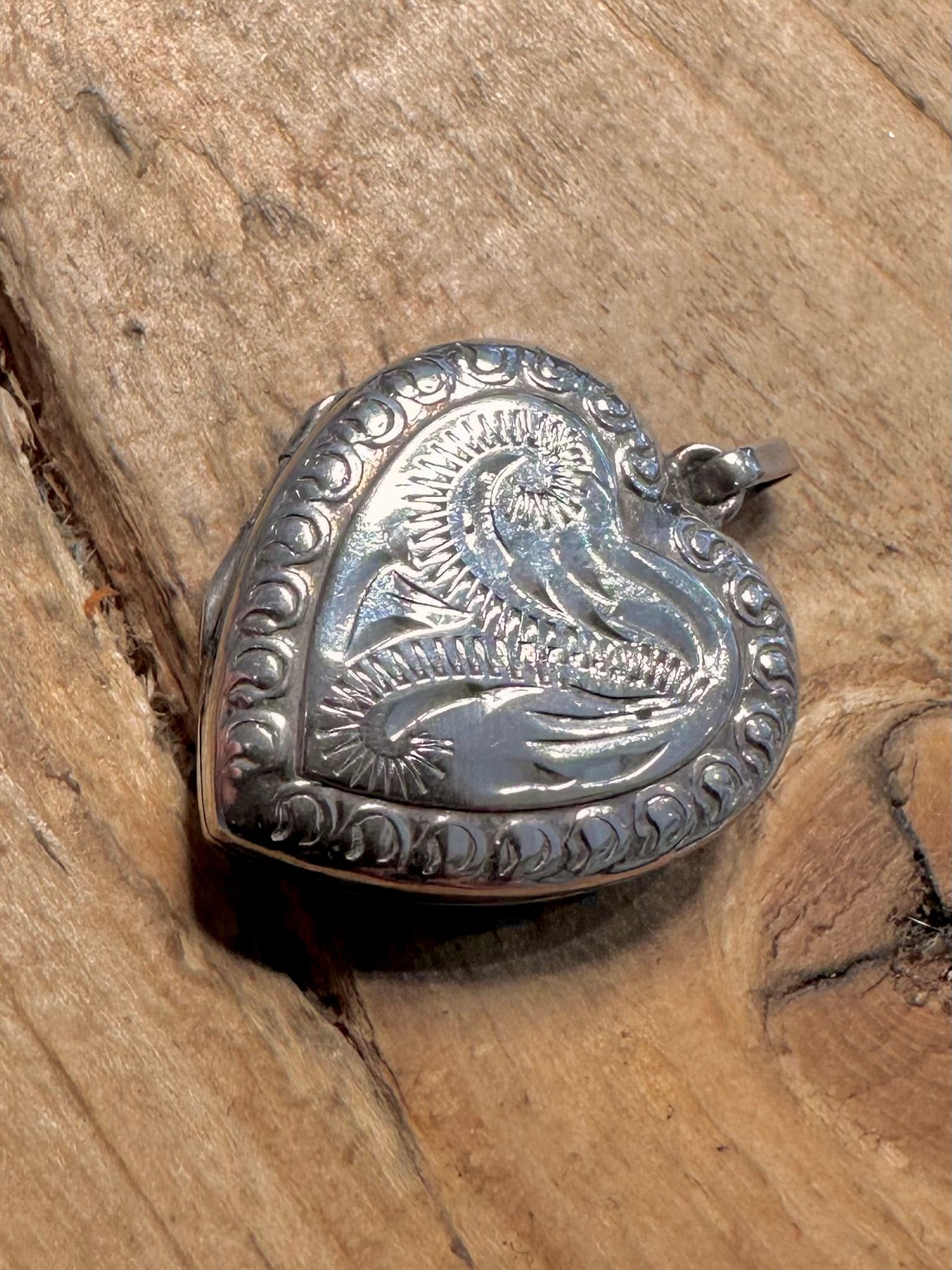 Vintage Engraved Heart Shaped 925 Silver Locket Pendant