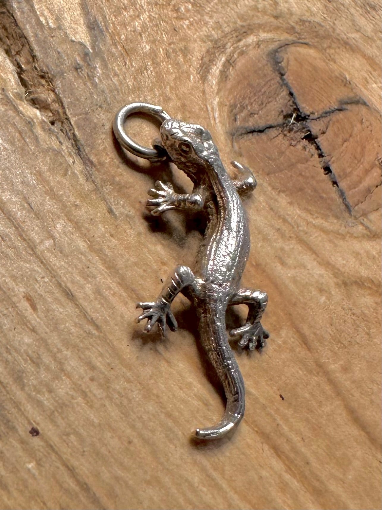Vintage Lizard 925 Silver Charm Pendant