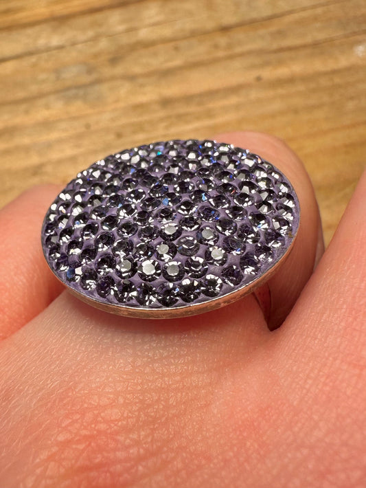 Modern Purple CZ Circle 925 Sterling Silver Size O1/2 Ring