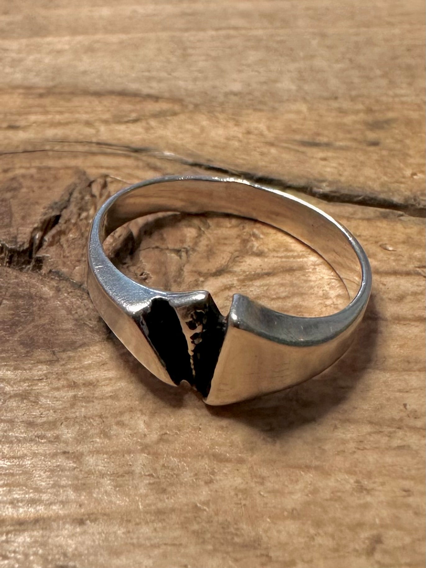 Brutalist Abstract Polish 925 Silver Size K Ring