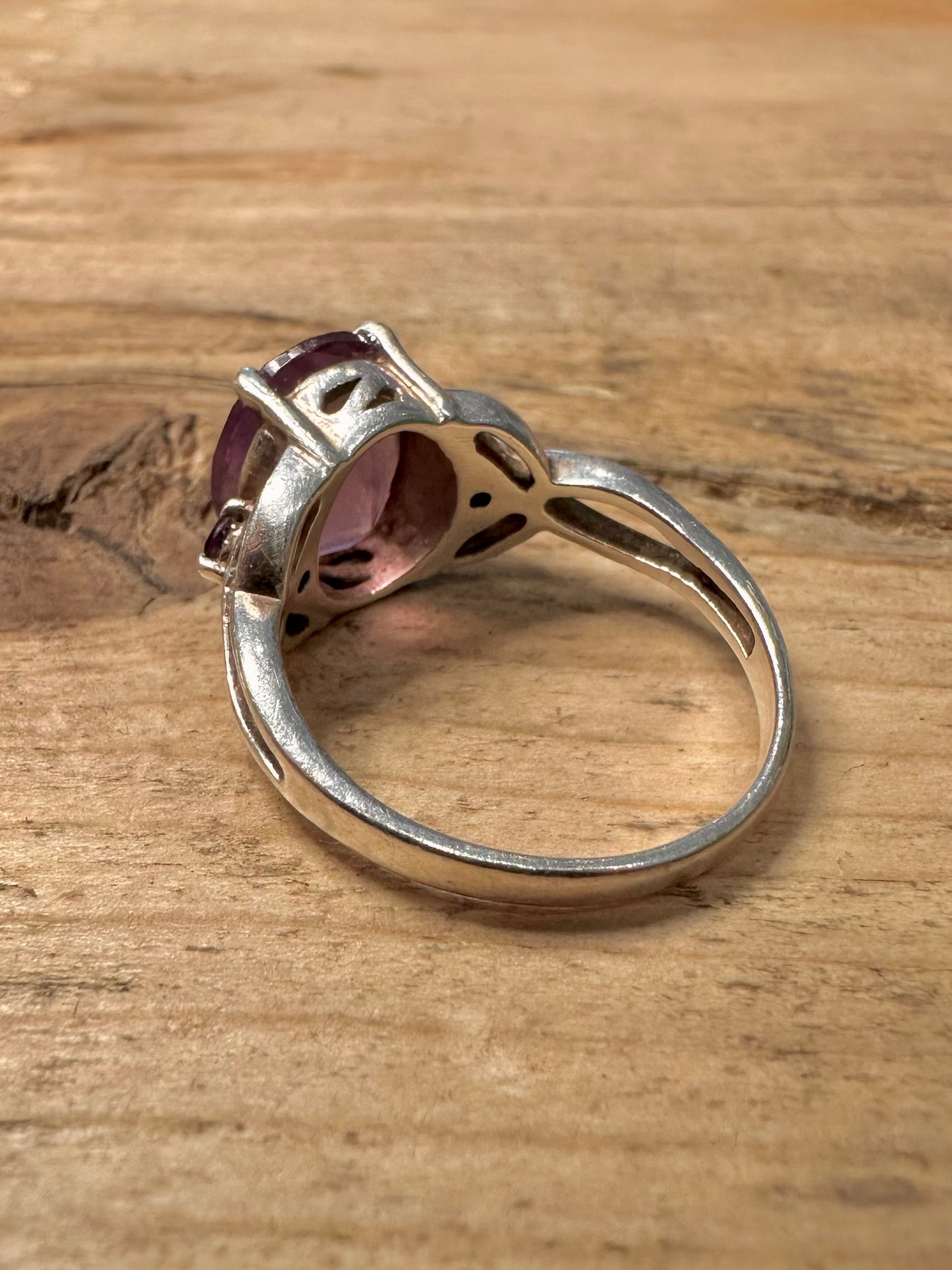 Vintage Amethyst 925 Silver Size P Ring