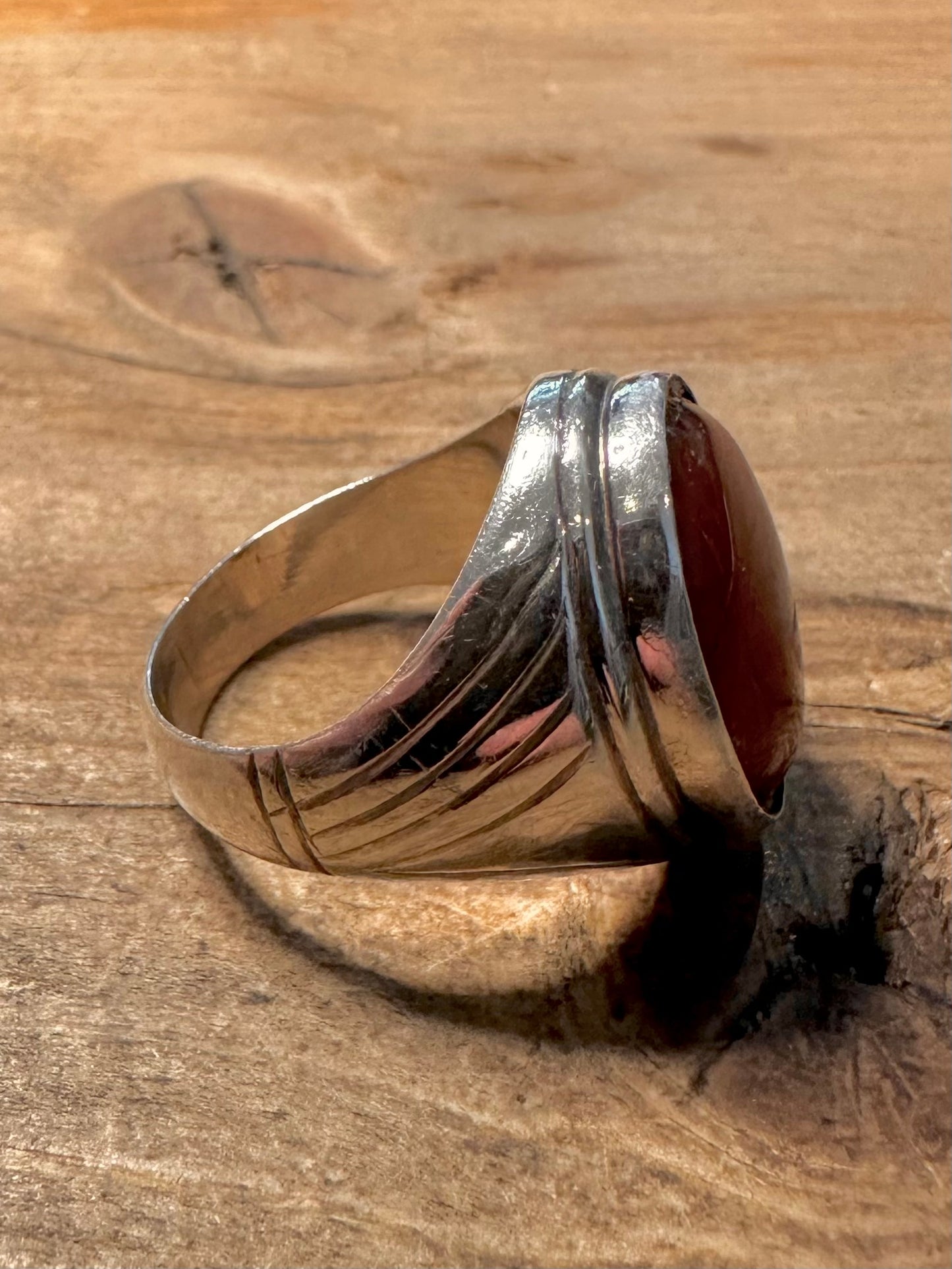 Vintage Carnelian Large 925 Silver Size W Ring