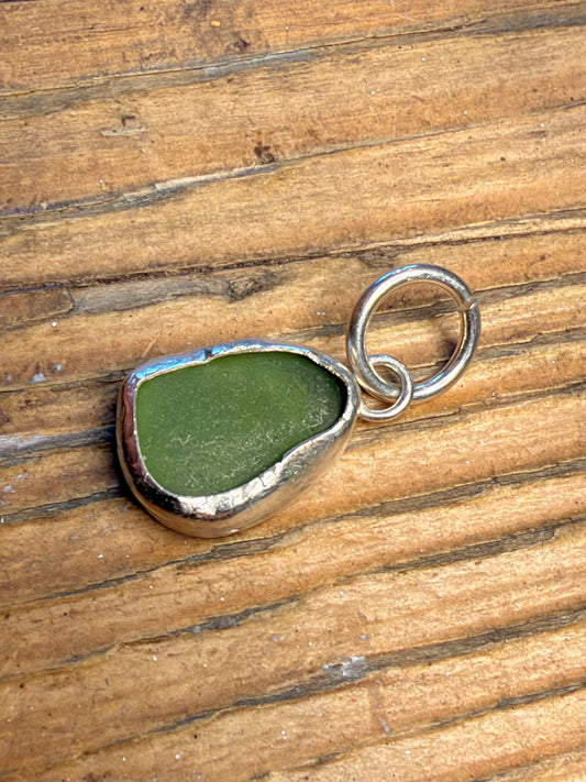 Green Sea Glass 925 Sterling Silver Pendant