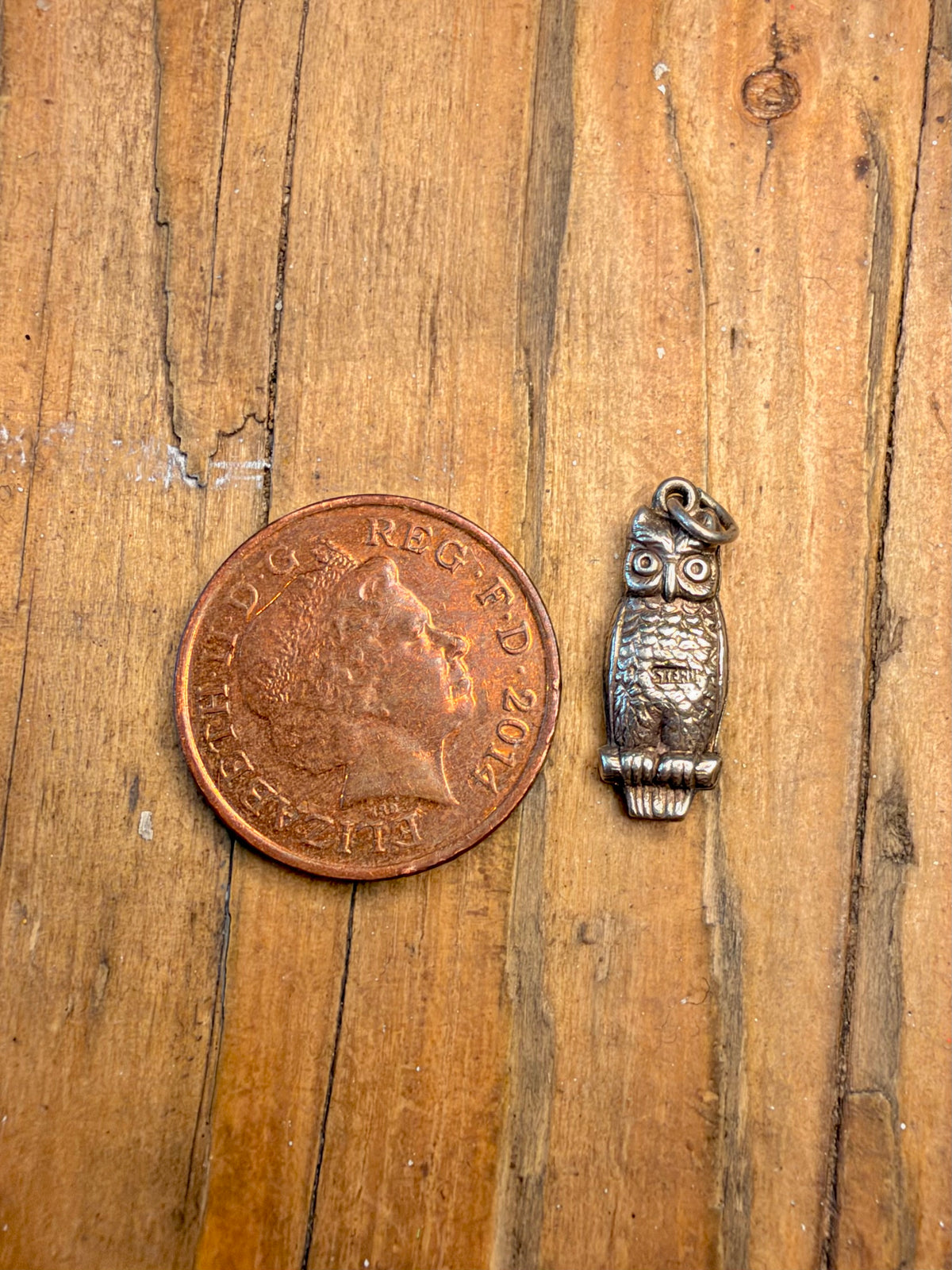 Owl Double Sided 925 Sterling Silver Charm Pendant