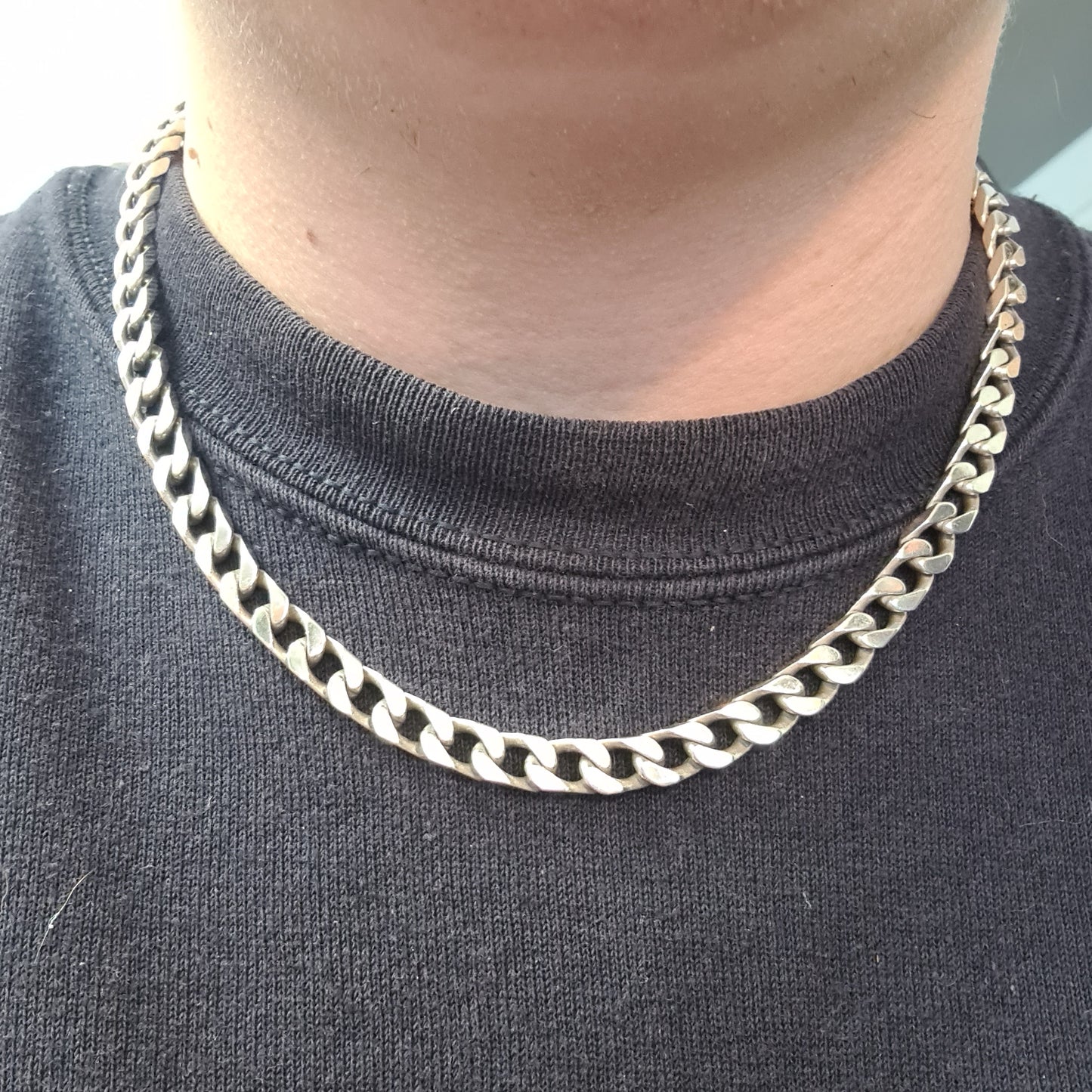 Vintage Chunky Curb Chain 925 Silver Hallmarked Necklace