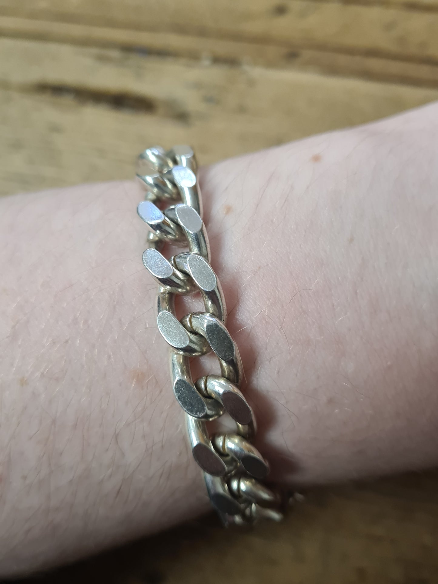 Vintage Heart Padlock Chunky Curb Chain 925 Silver Bracelet