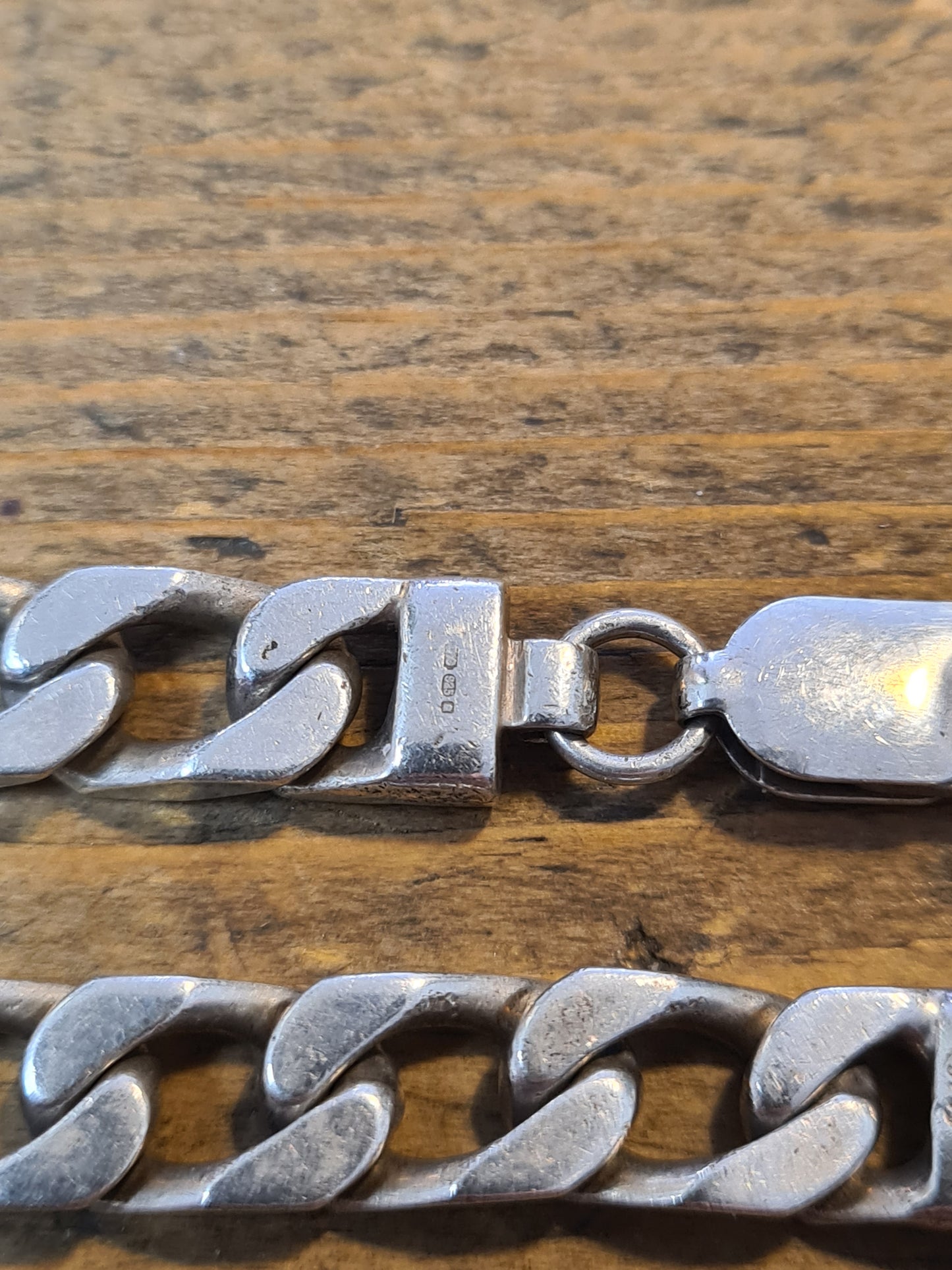 Vintage Chunky Curb Chain 925 Silver Hallmarked Necklace