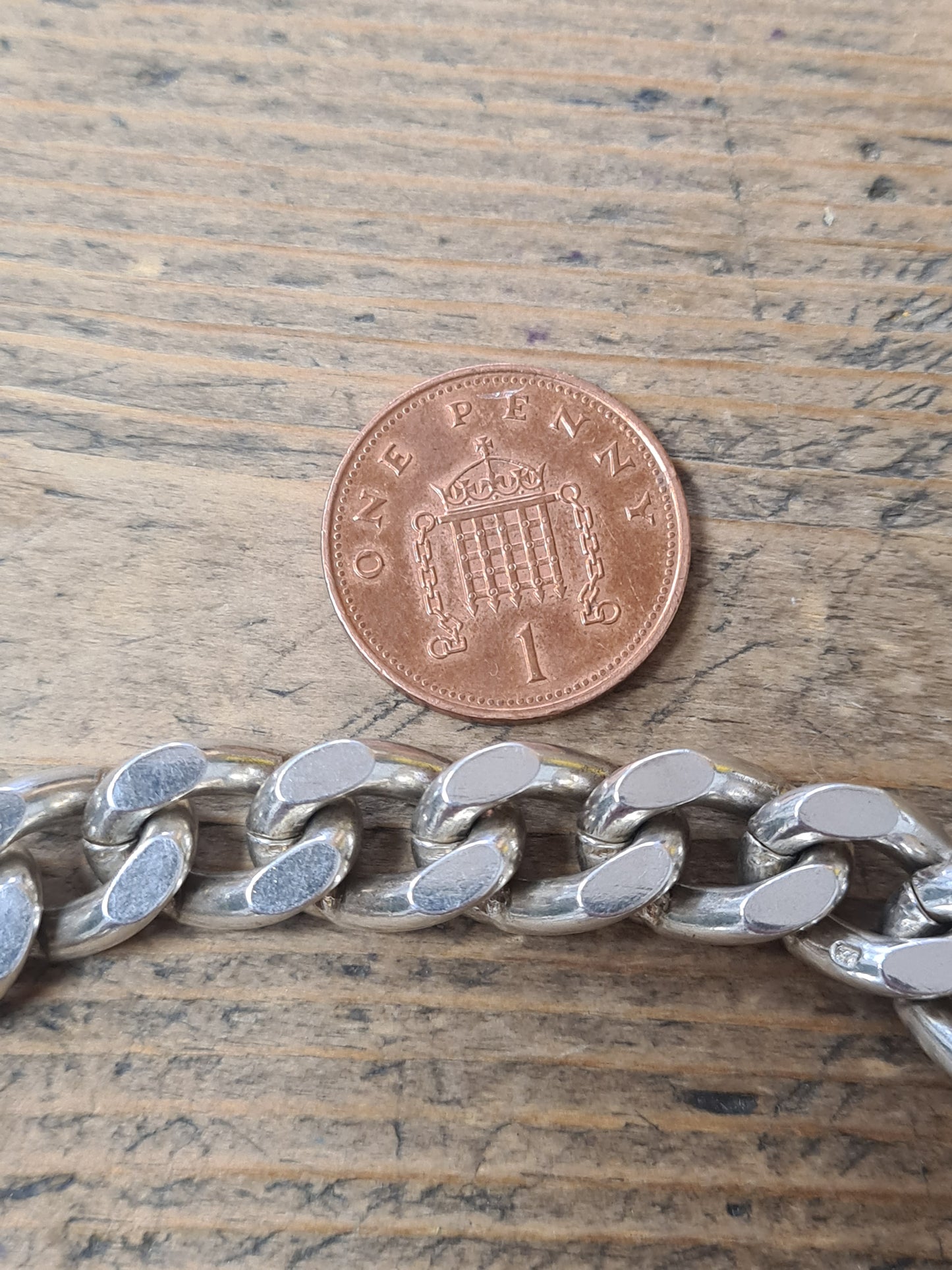 Vintage Heart Padlock Chunky Curb Chain 925 Silver Bracelet