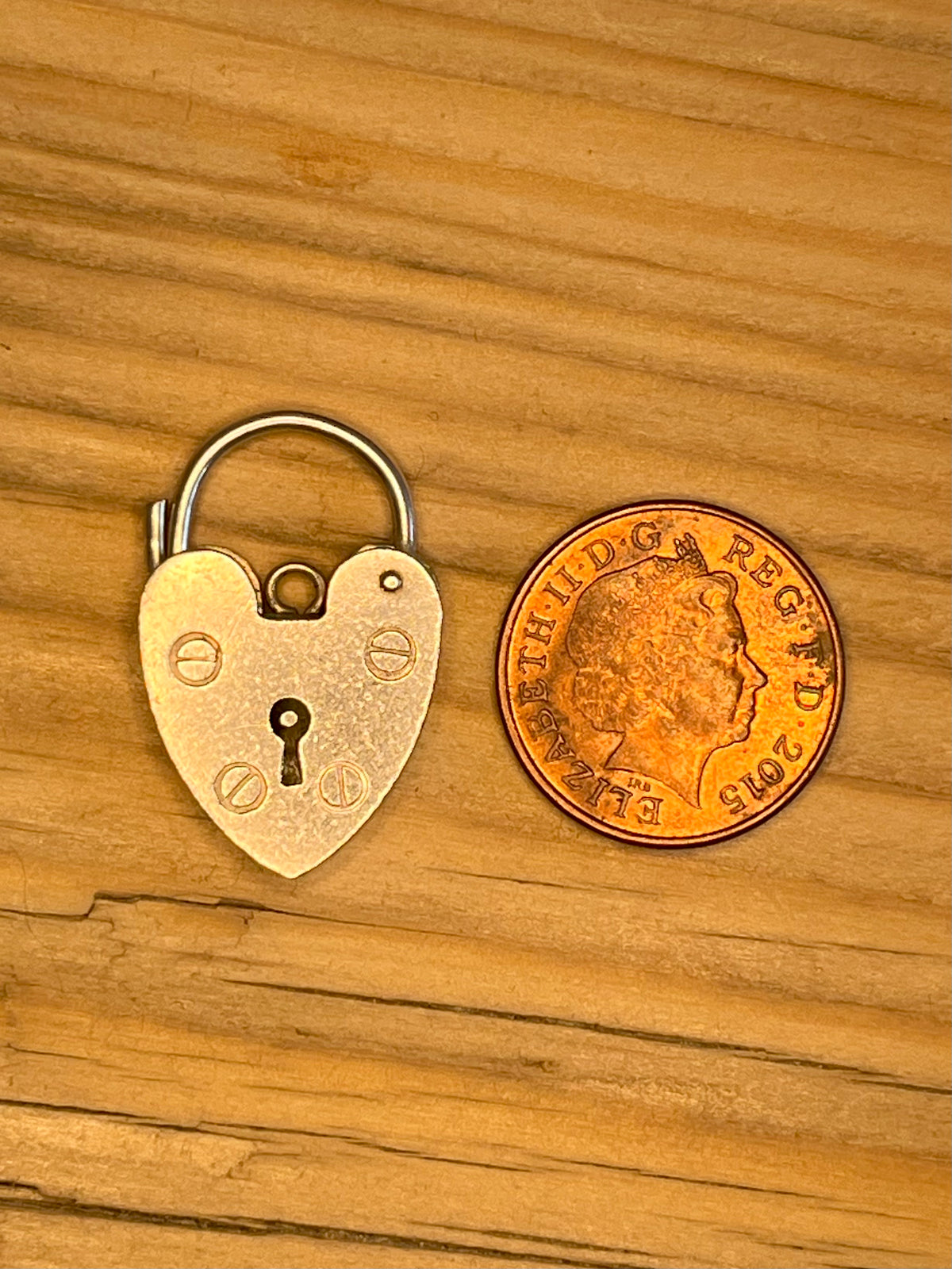 Heart Shaped 1974 Padlock Maker PJ Birmingham 925 Sterling Silver Pendant
