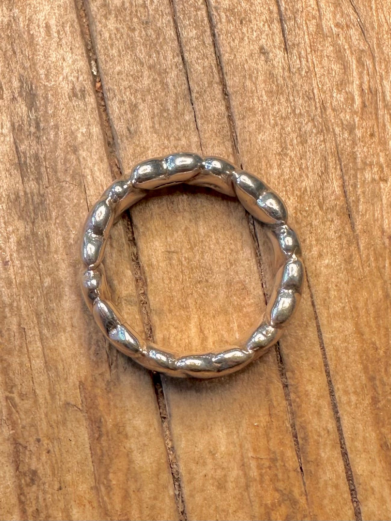 Moderner Herzband-Ring aus 925er Sterlingsilber, Größe J1/2, Jahr 2002