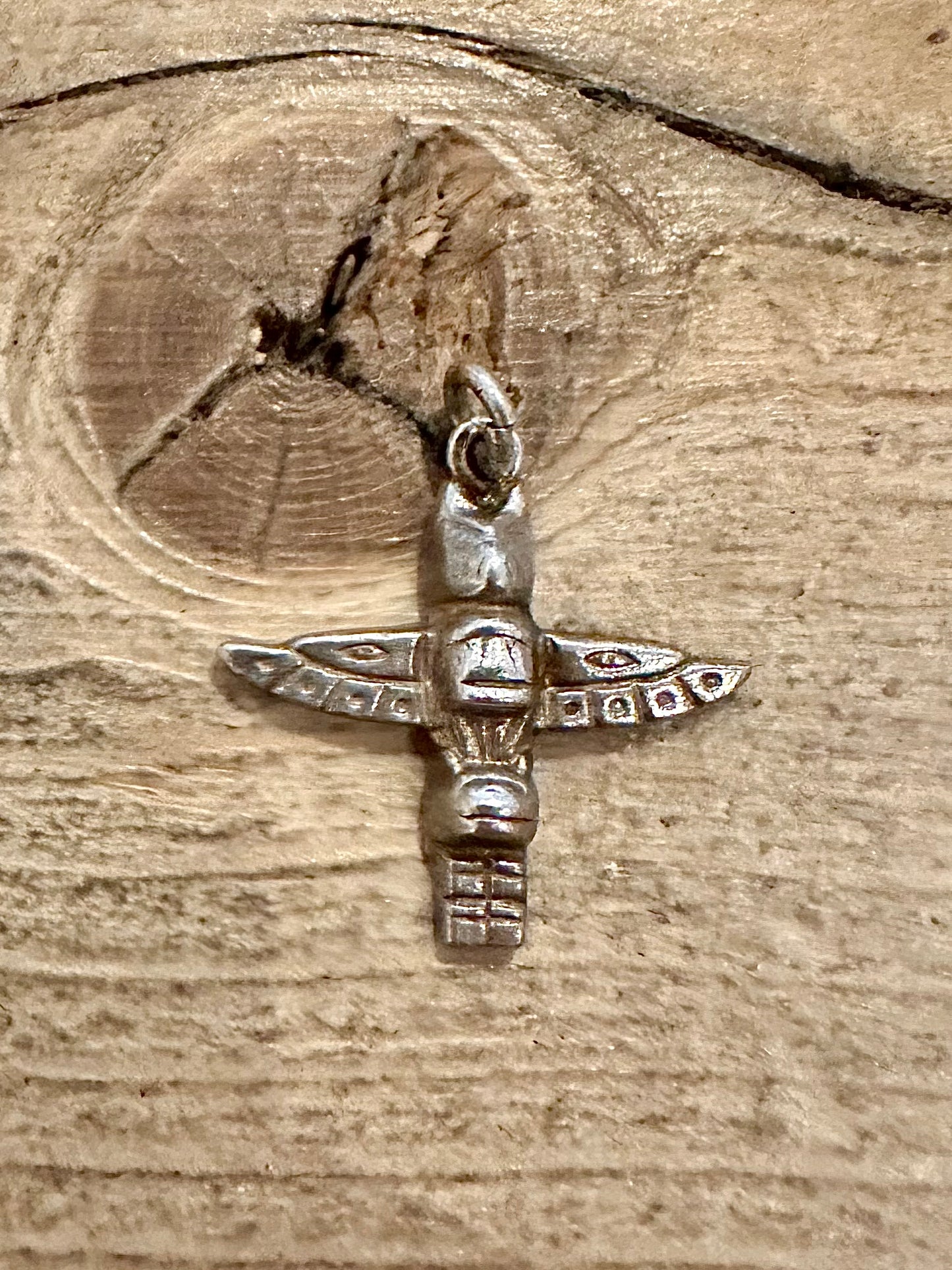 Vintage Totem Pole Silver Pendant