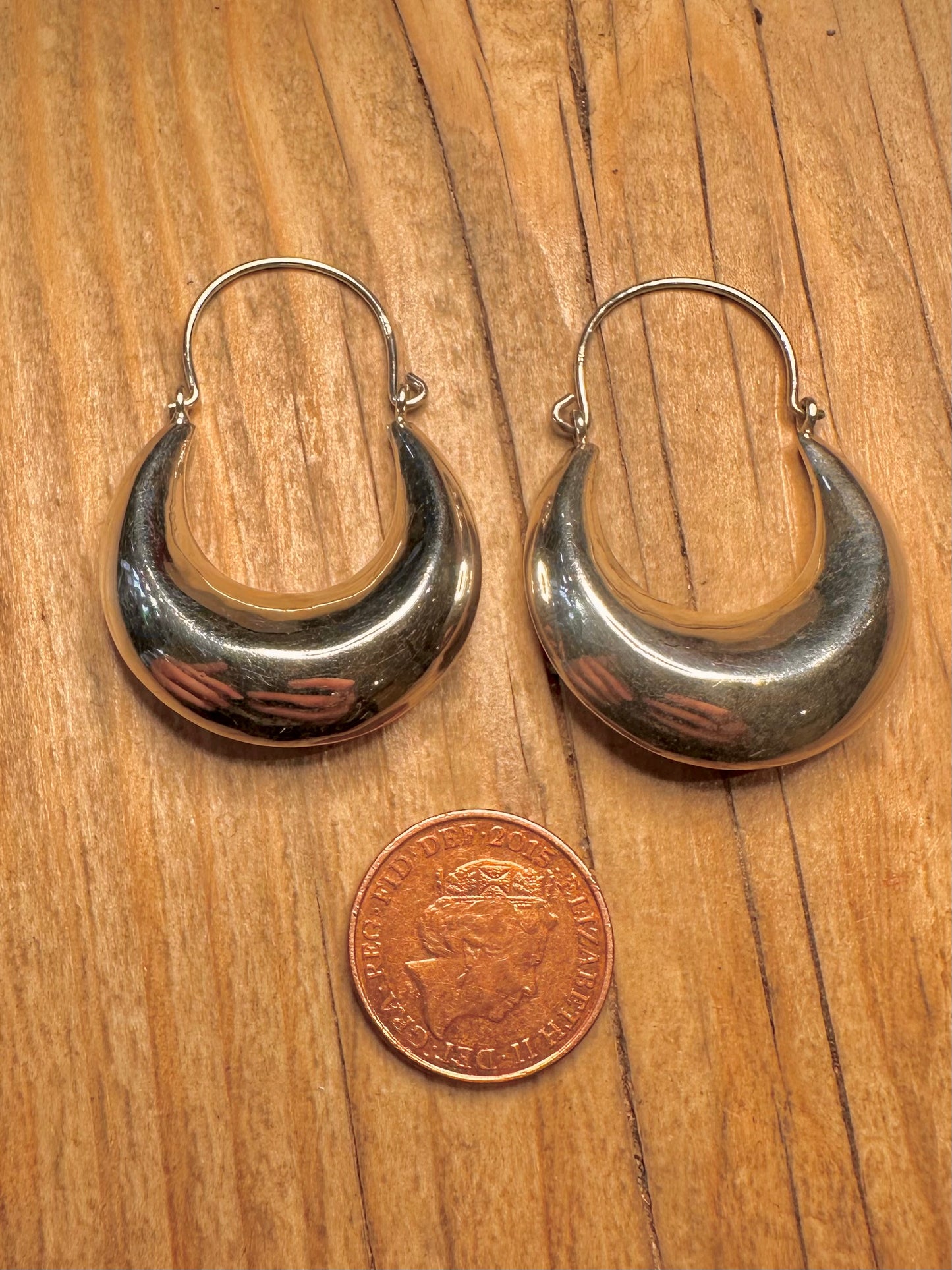 Abstract Chunky Hoops 925 Sterling Silver Earrings