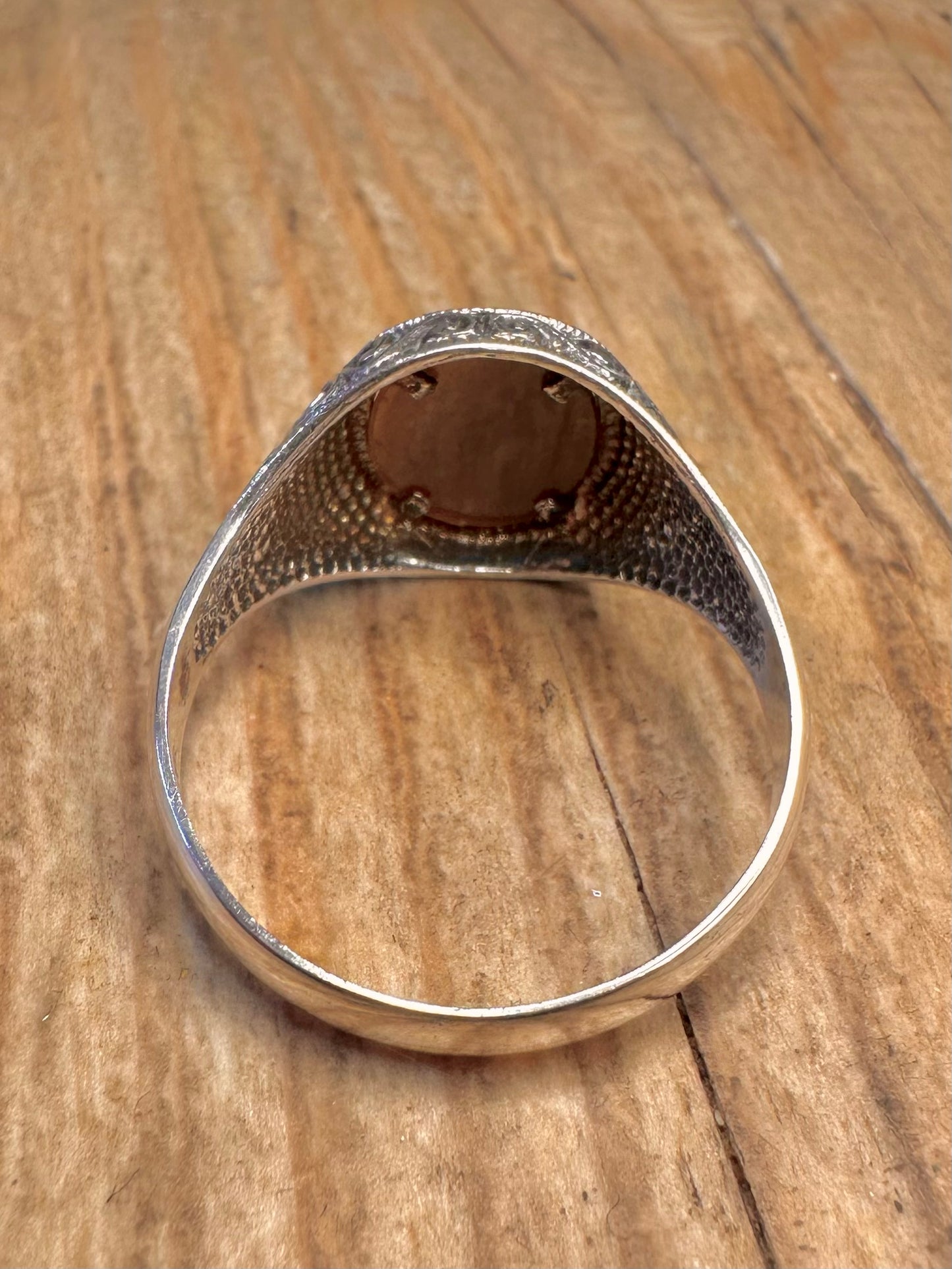 Vintage Tigers Eye Engraved Signet 925 Sterling Silver Size Z+3 1/2 Ring