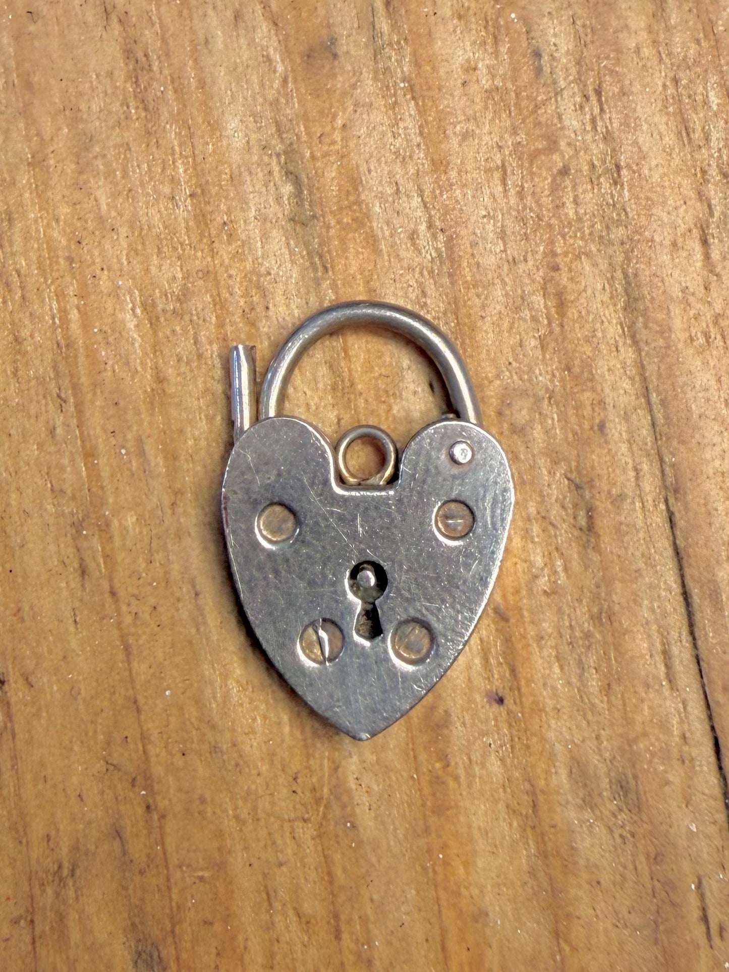 Heart Padlock 1977 Maker RCS Hallmarked 925 Sterling Silver Pendant