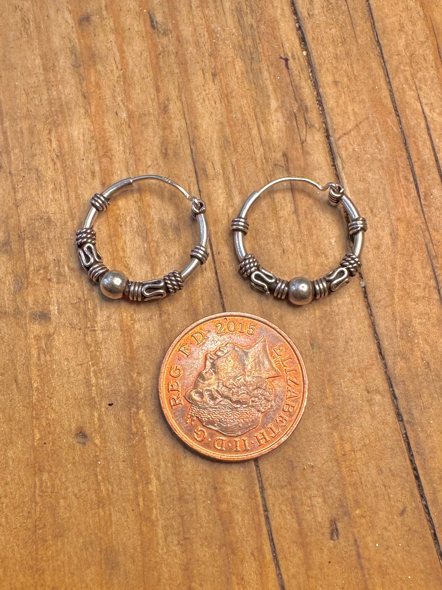 Bali Style Hoops 925 Sterling Silver Earrings