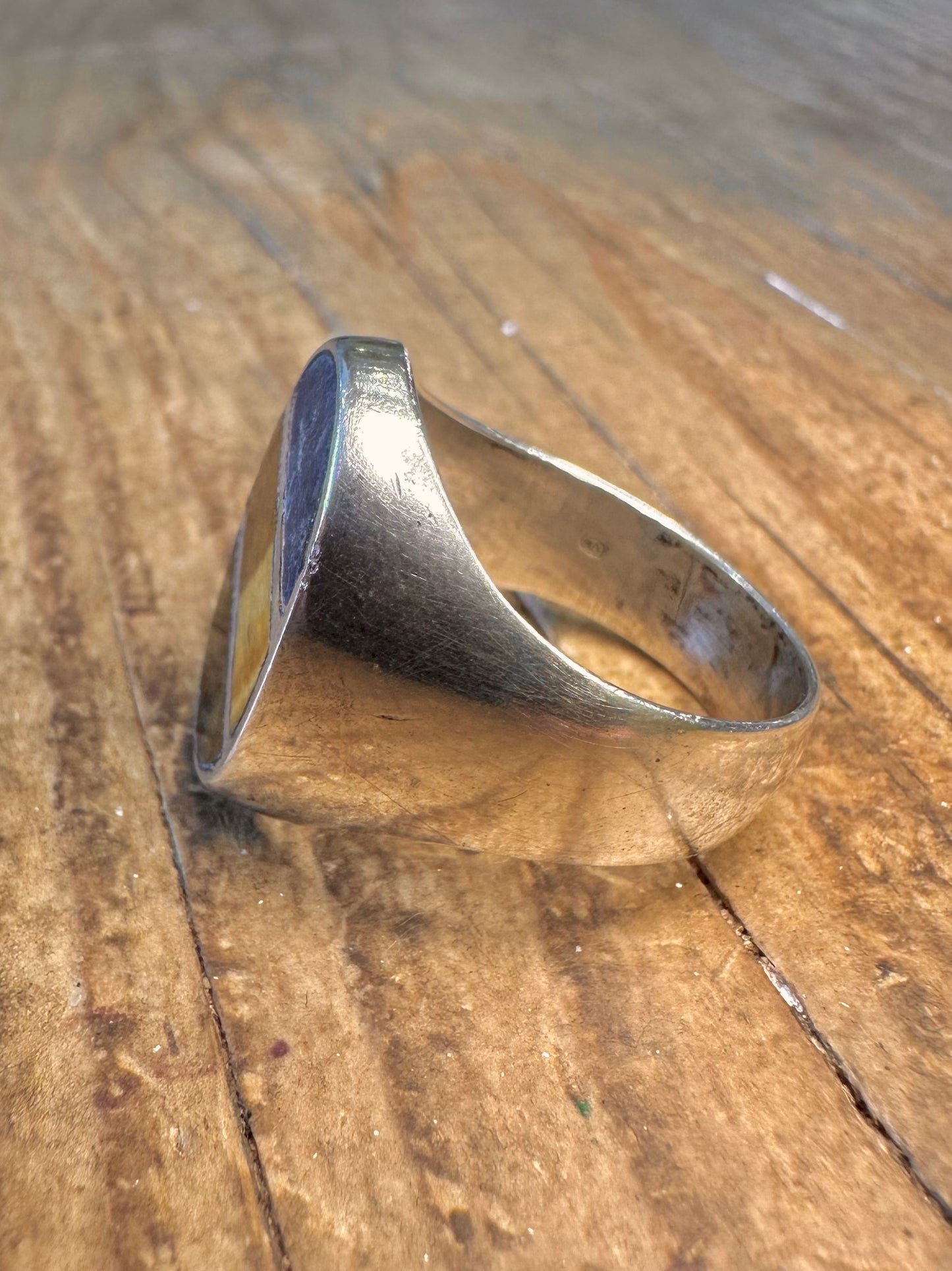 Chunky Signet 1992 Tigers Eye Sodalite and Brown Agate Mexico Size T1/2 Ring