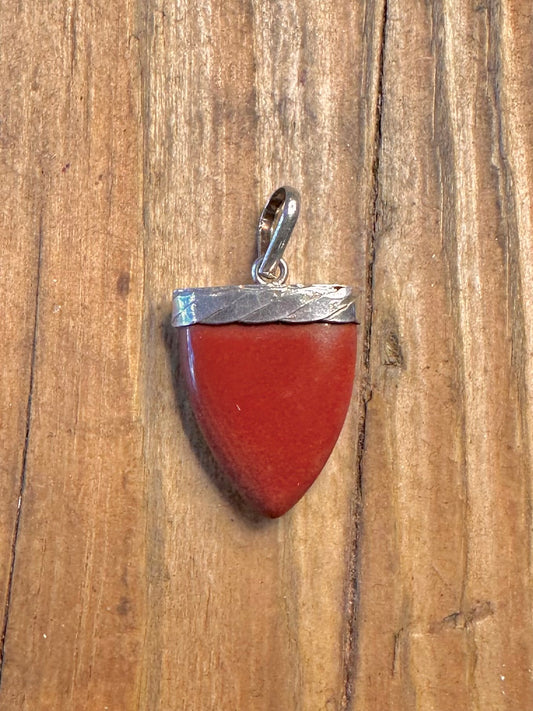 Polished Red Stone Arrowhead Shaped 925 Sterling Silver Pendant