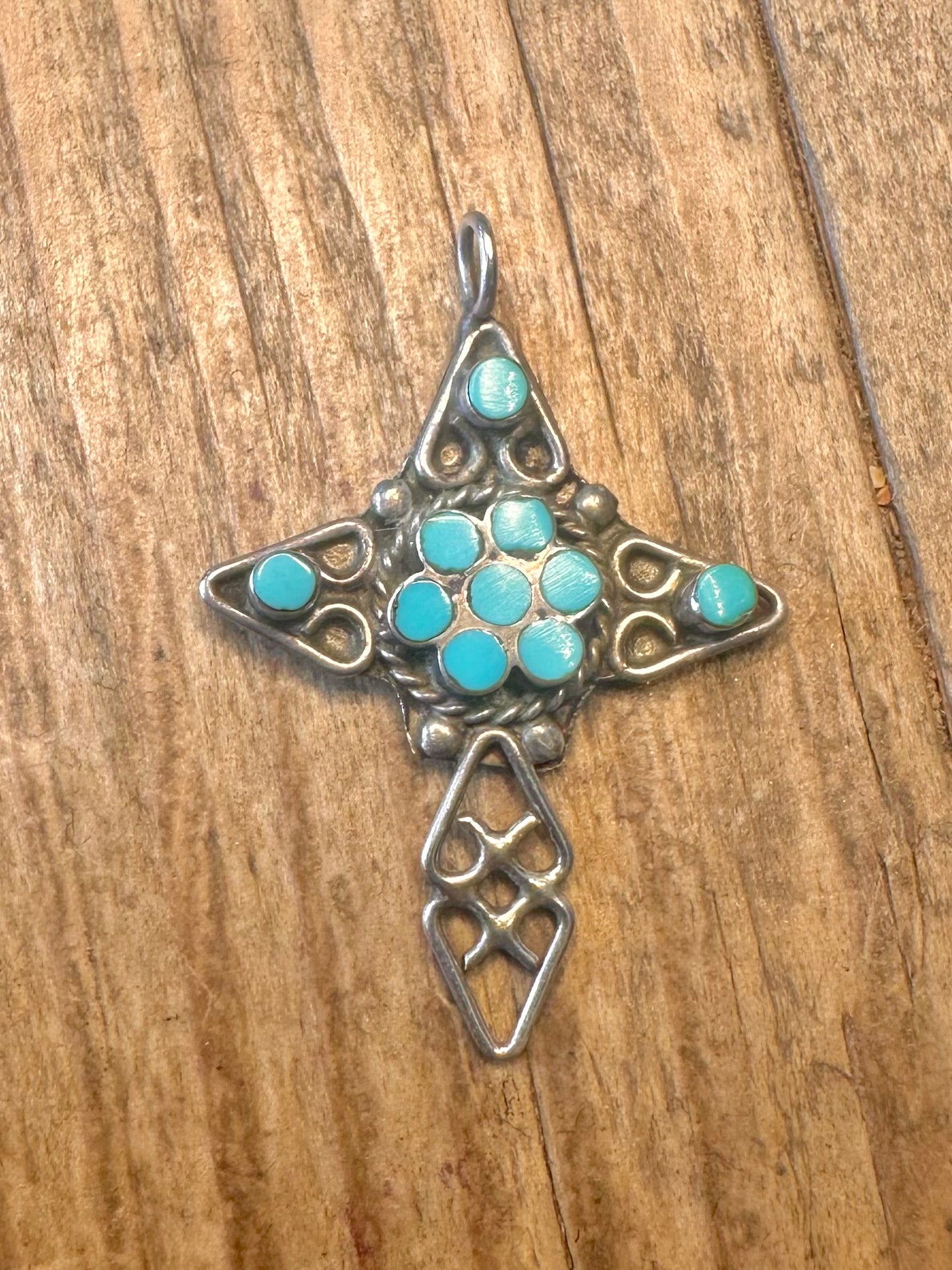 Indianischer Türkis-Kreuz-Anhänger aus 925er Sterlingsilber