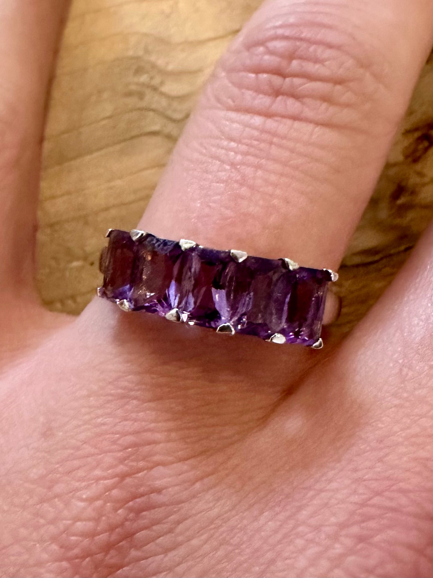 Modern Amethyst 925 Silver Size U Ring