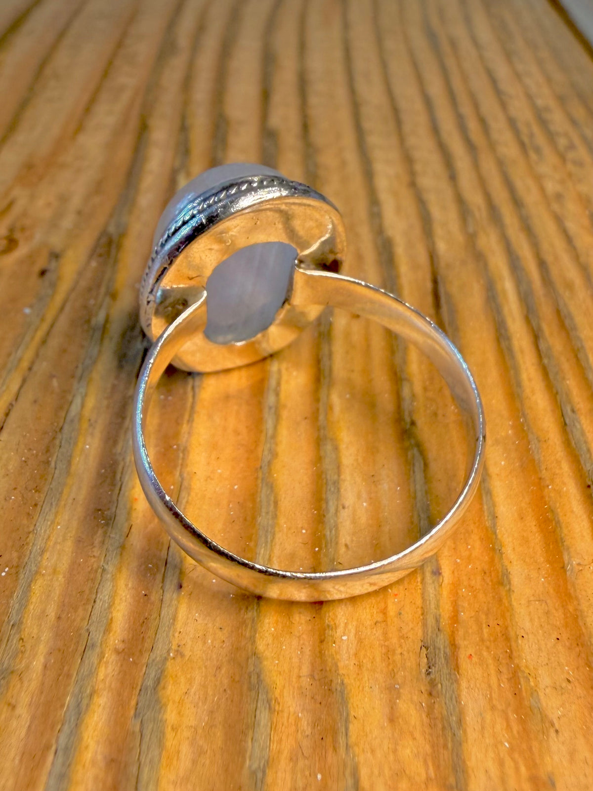 Oval Moonstone Rope Border 925 Sterling Silver Size X1/2 Ring