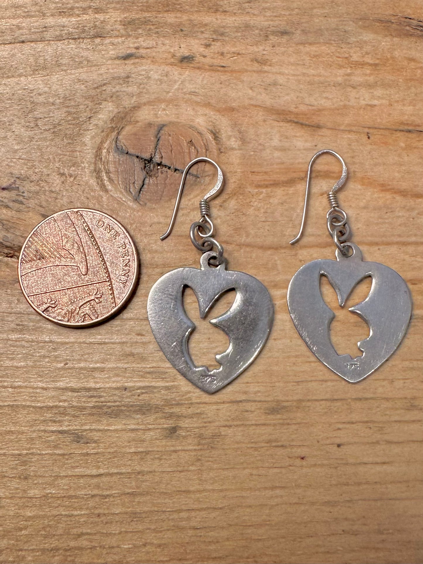 Vintage PlayBoy Heart 925 Silver Earrings