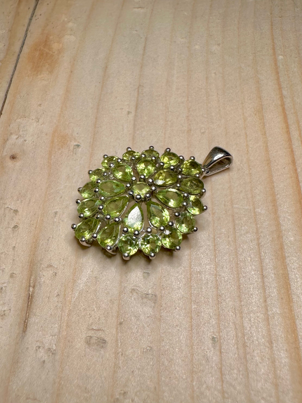 Peridot Cluster 925 Sterling Silver Pendant