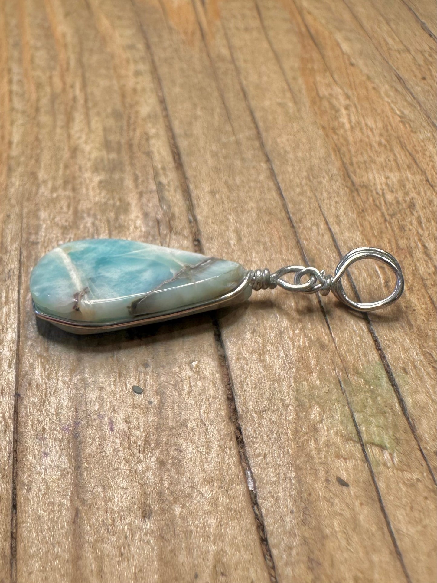 Modern Larimar 925 Sterling Silver Pendant