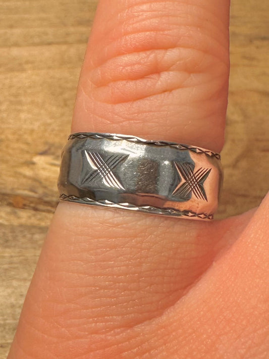 Vintage X Band 925 Silver Size N1/2 Ring