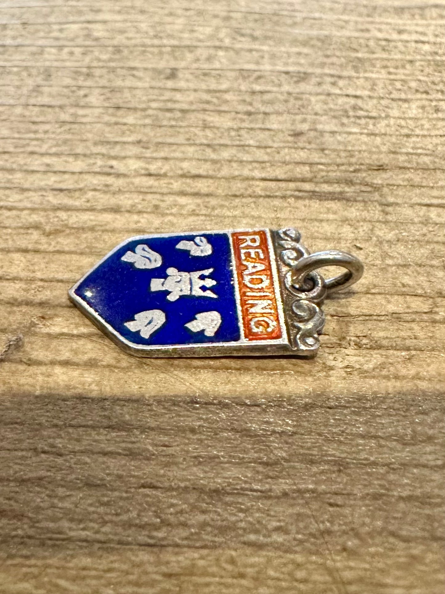 Vintage Reading Enamel Crest 925 Silver Charm Pendant