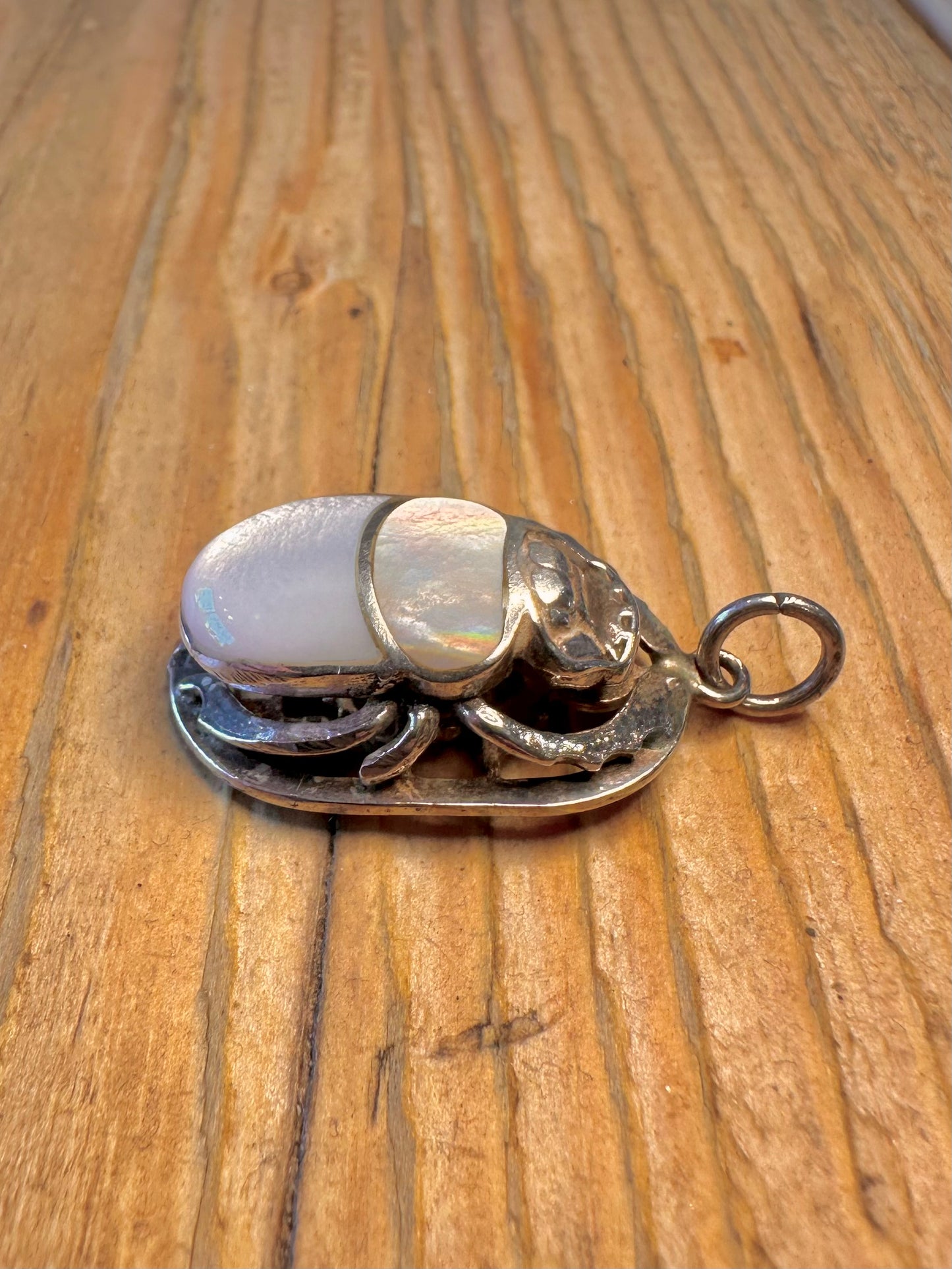Mother of Pearl Scarab 925 Sterling Silver Pendant