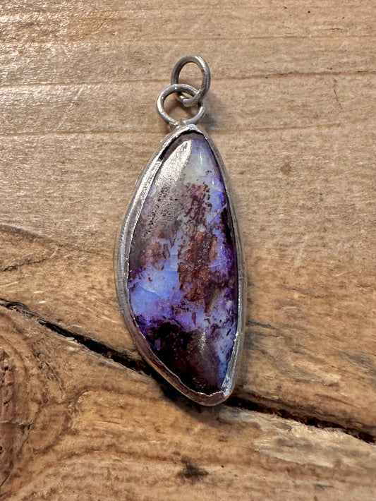 Handmade Boulder Opal 925 Silver Pendant