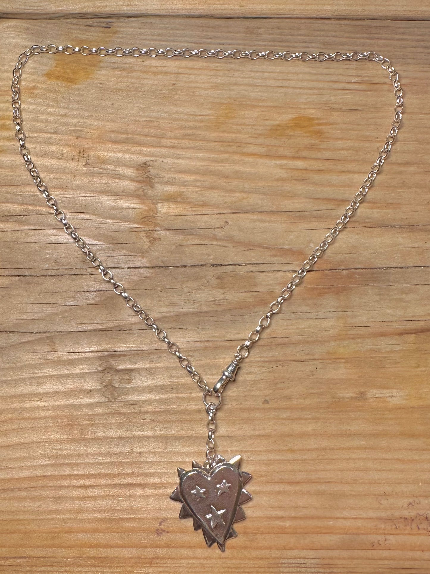 Harry Rocks Zackiger Herz Belcher-Kette Albert-Verschluss mit Box und Beutel 925 Sterling Silber 17,5 Zoll Halskette