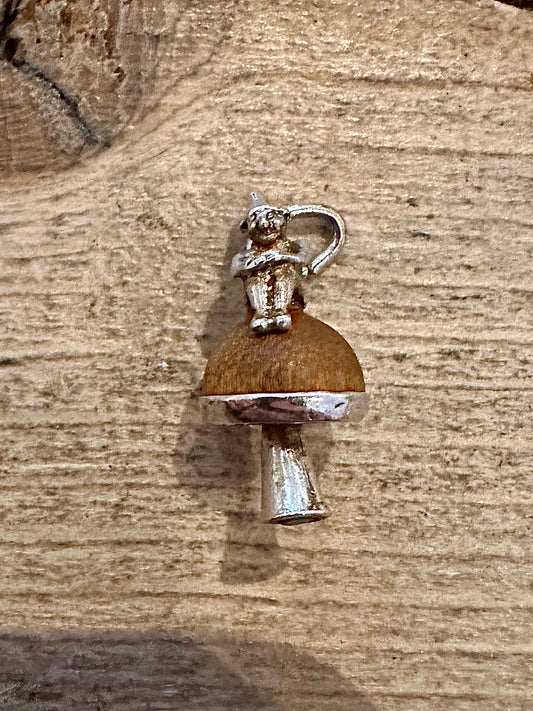 Vintage Cornish Imp on Wood Mushroom 925 Silver Charm Pendant