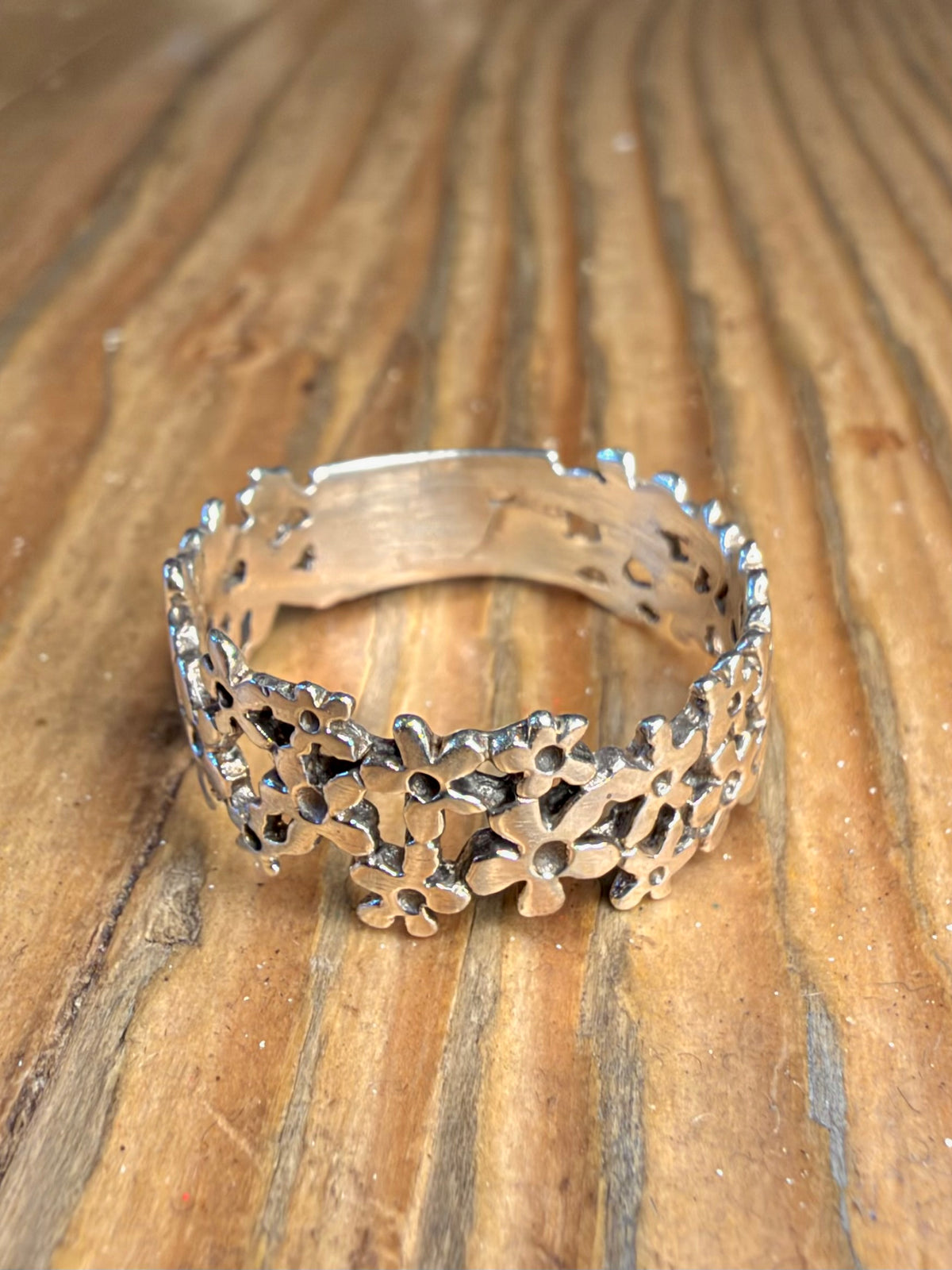 Daisy Flower Band 925 Sterling Silver Size Q1/2 Ring