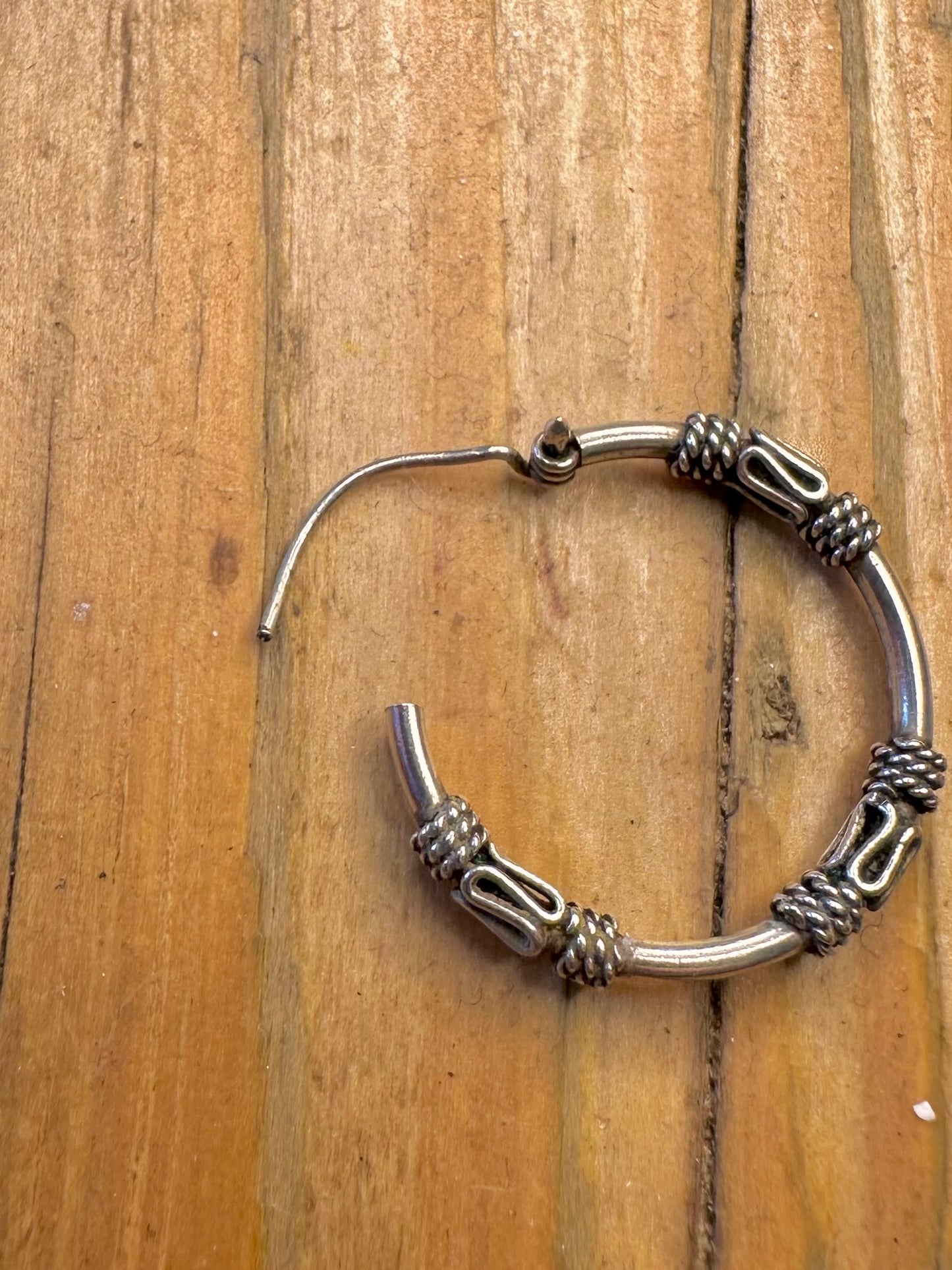 Bali Style Hoops 925 Sterling Silver Earrings