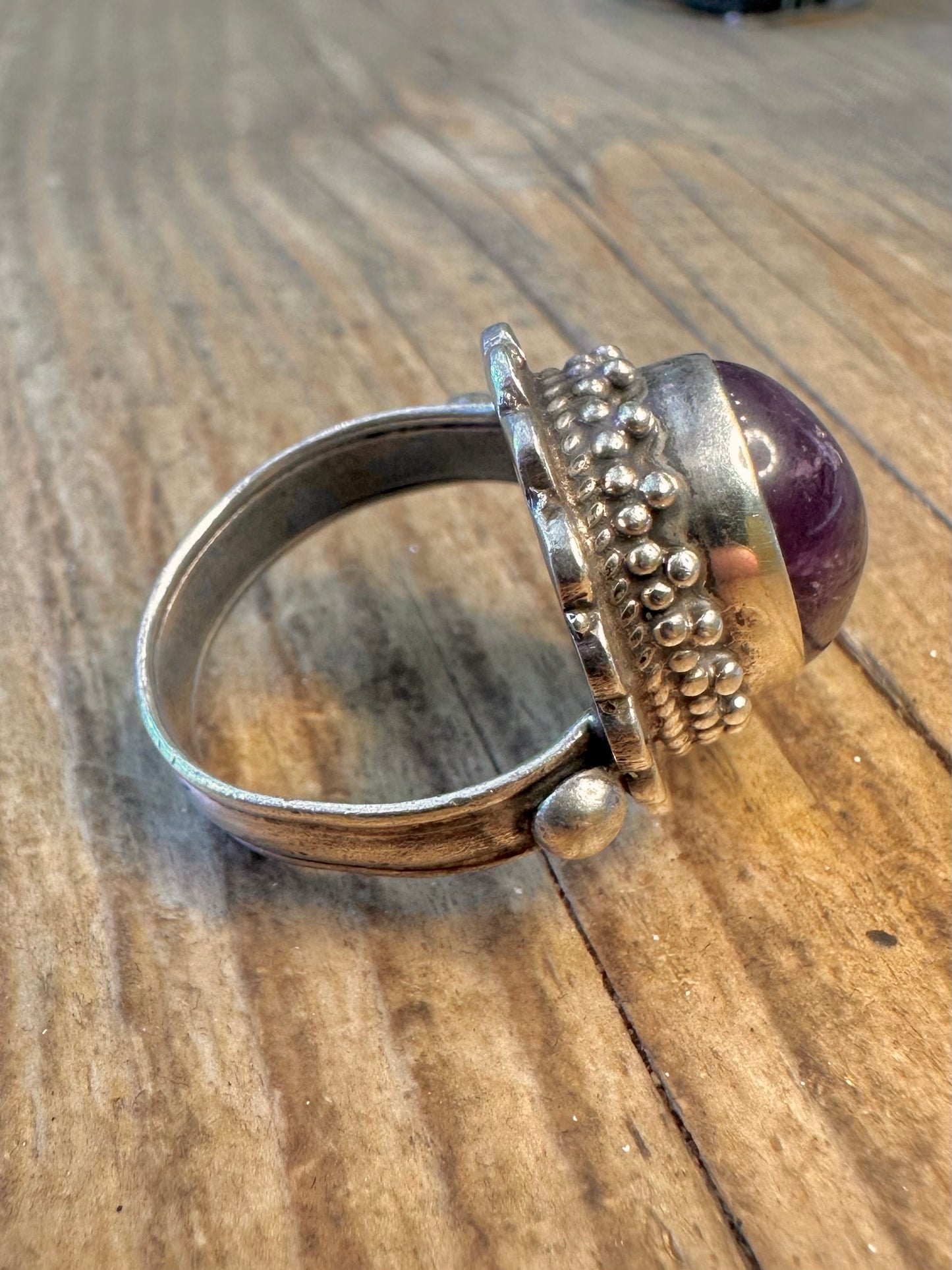 Ornate Amethyst Boho 925 Sterling Silver Size T Ring