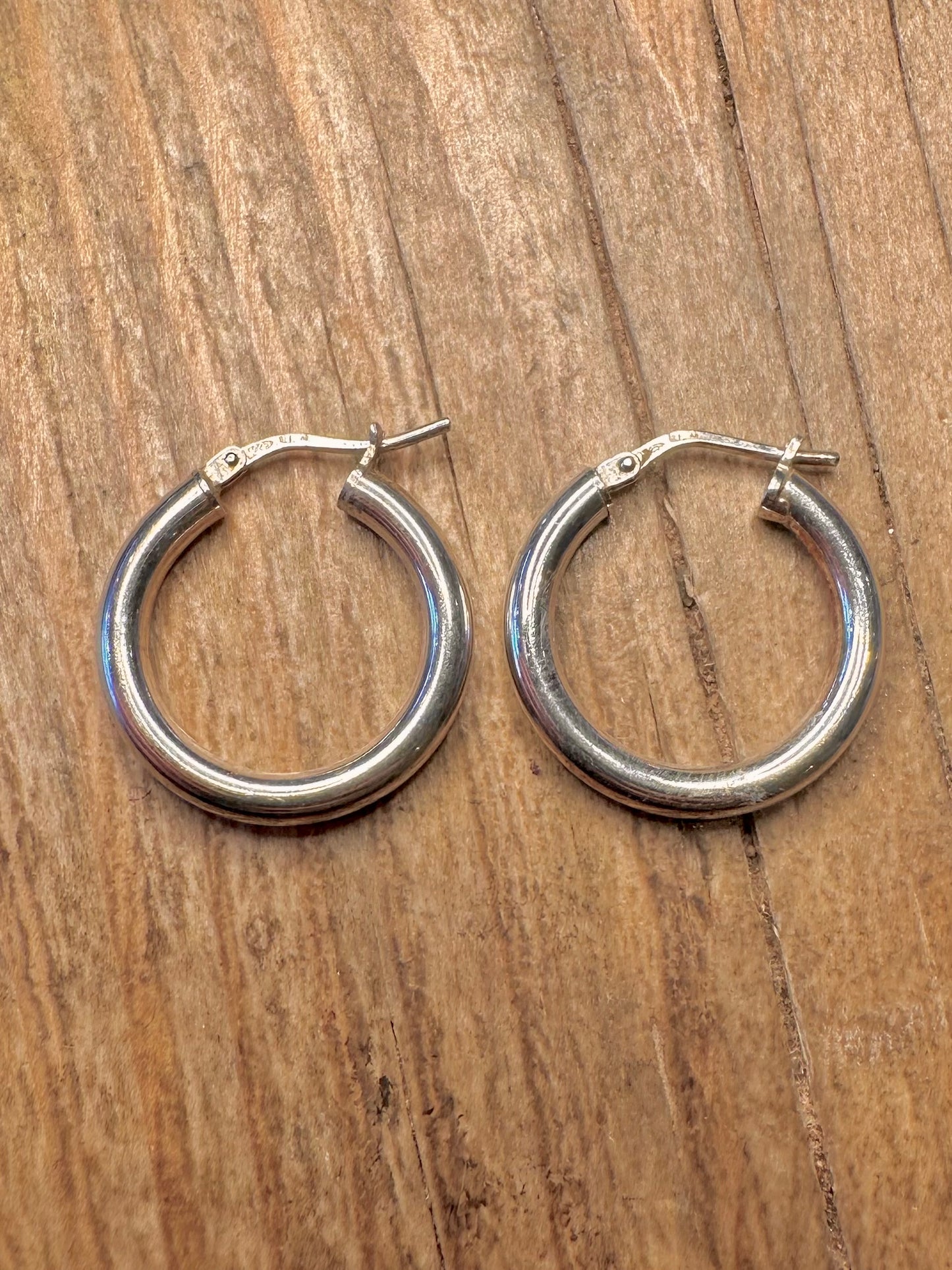 Vintage Chunky Hoops 925 Sterling Silver Earrings