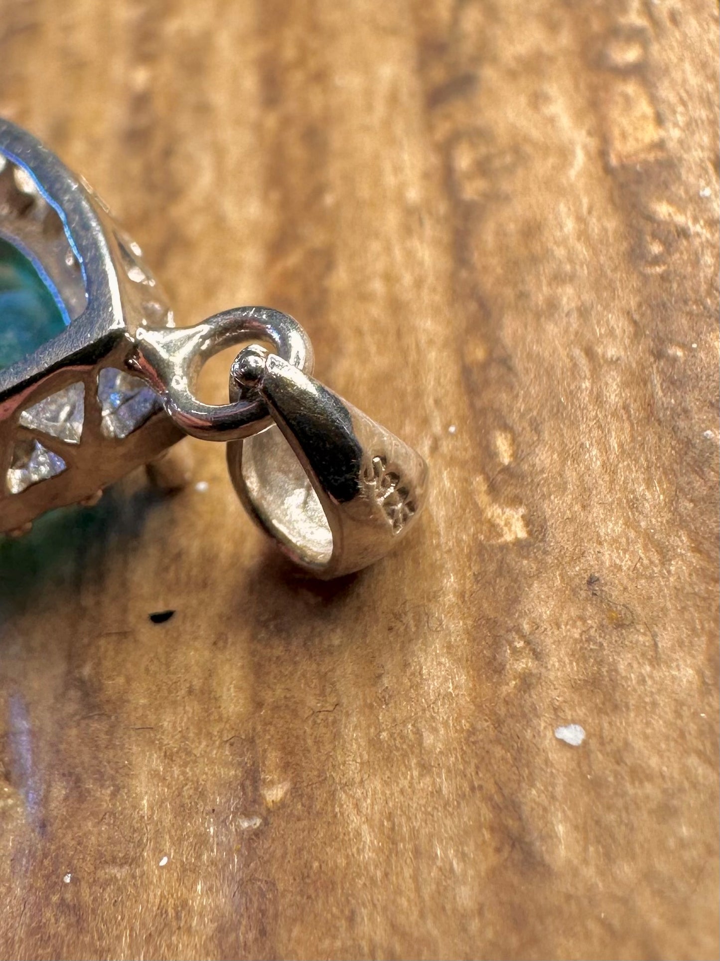 Birnenförmiger blauer und weißer Zirkonia 925er Sterlingsilber-Anhänger