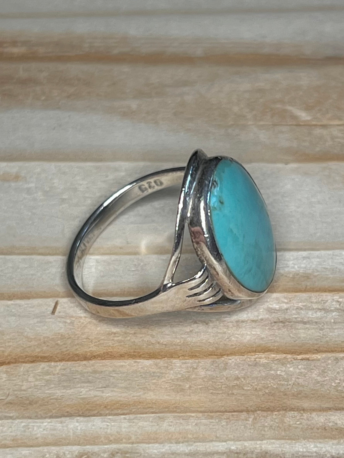 Oval Turquoise 925 Sterling Silver Size O1/2 Ring