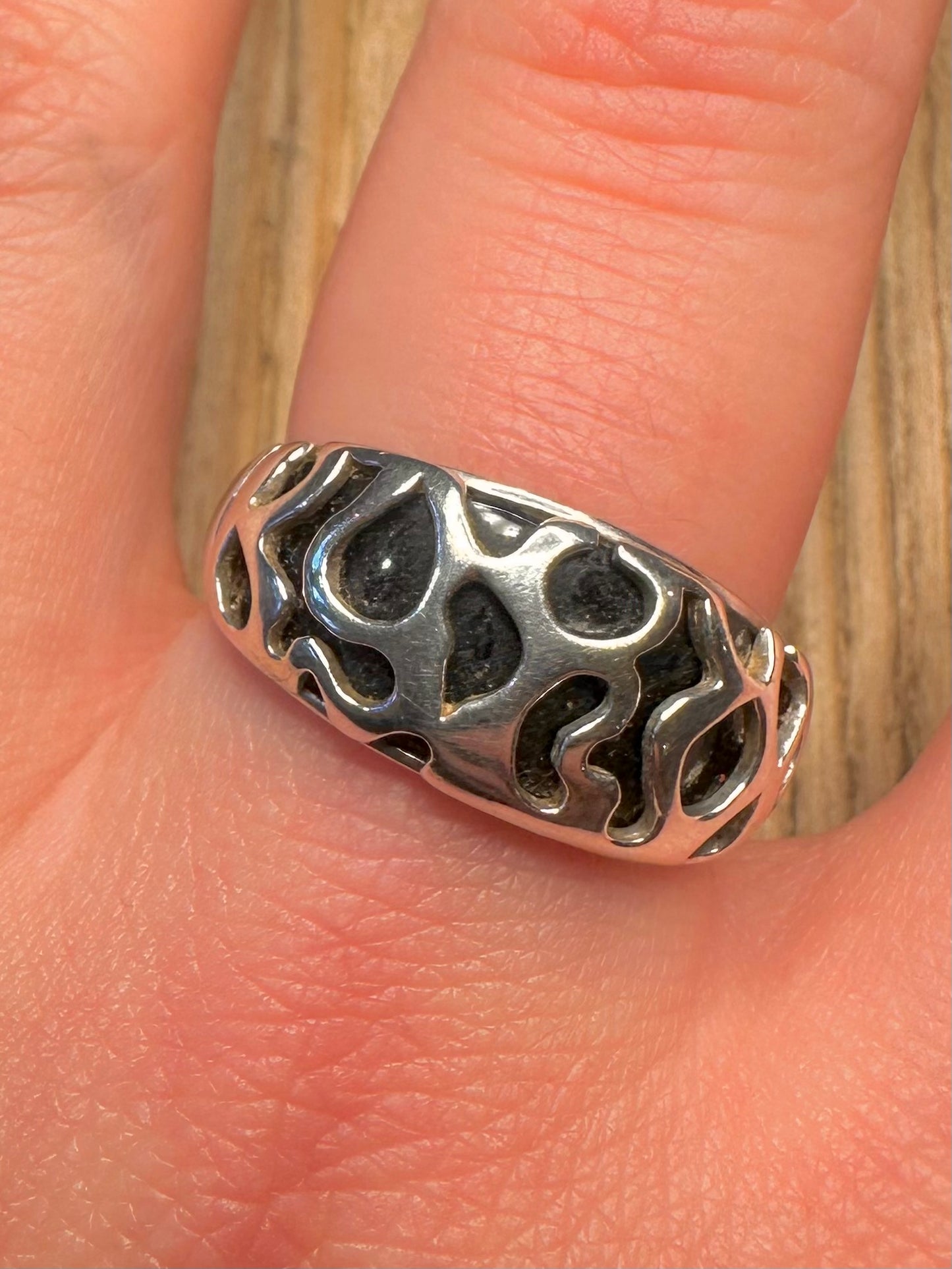 Abstract Flame Style 925 Sterling Silver Size U Ring