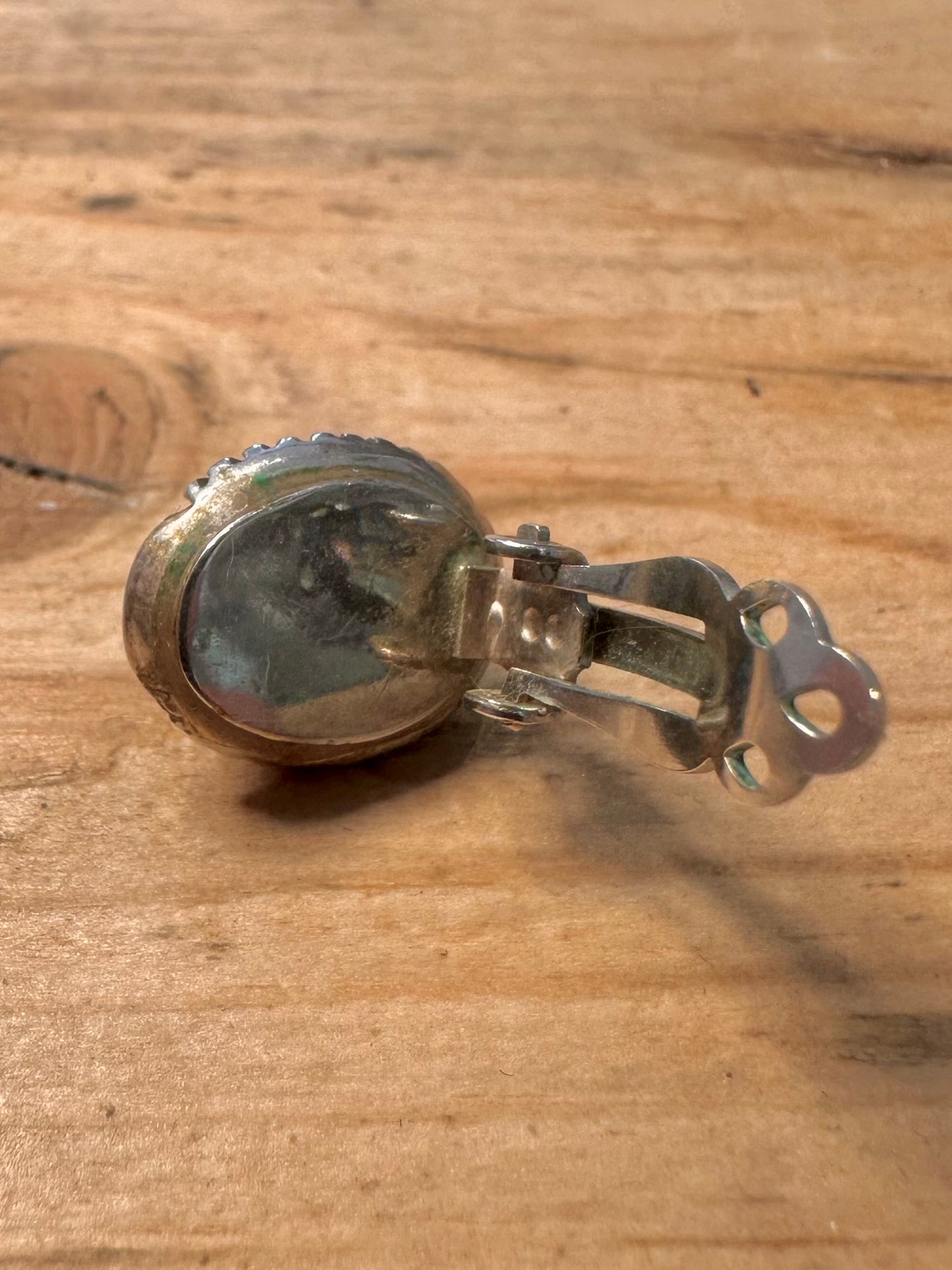 Vintage Opal Boho Clip On 925 Silver Earrings